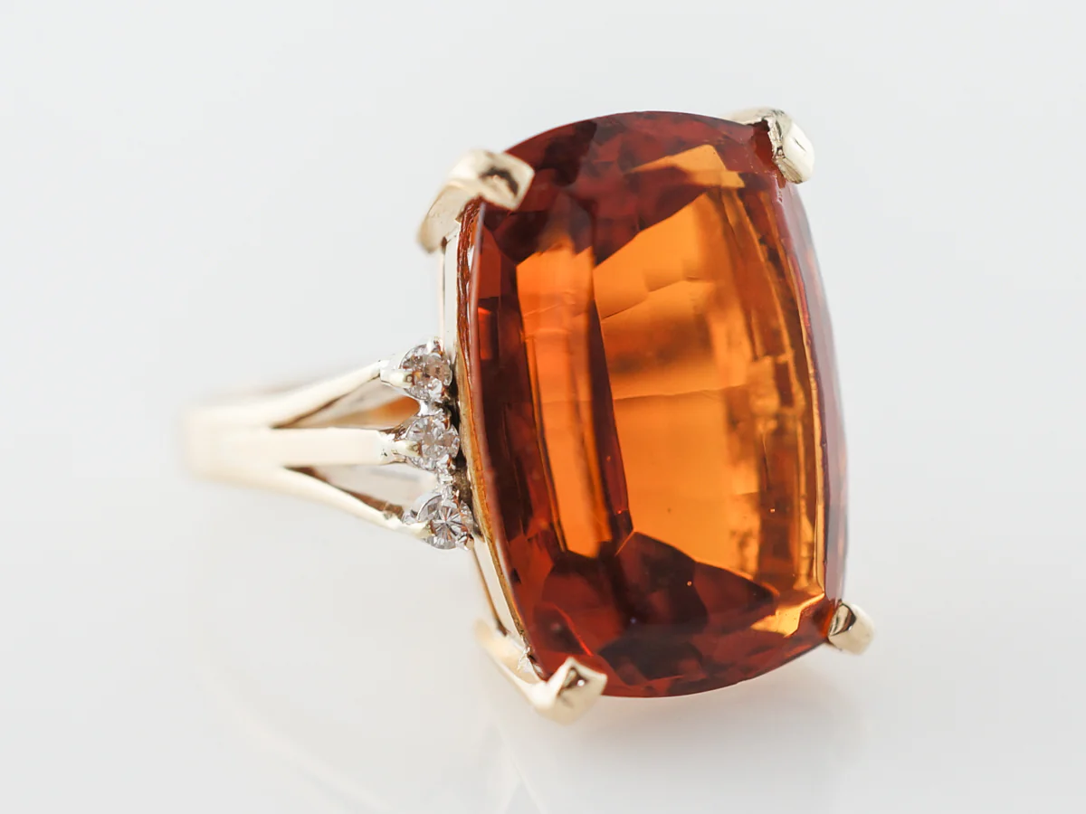 15 Carat Retro Citrine Cocktail Ring in 14k Yellow Gold - Image 3