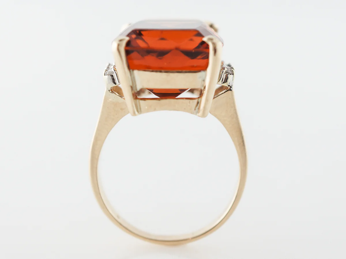 15 Carat Retro Citrine Cocktail Ring in 14k Yellow Gold - Image 4