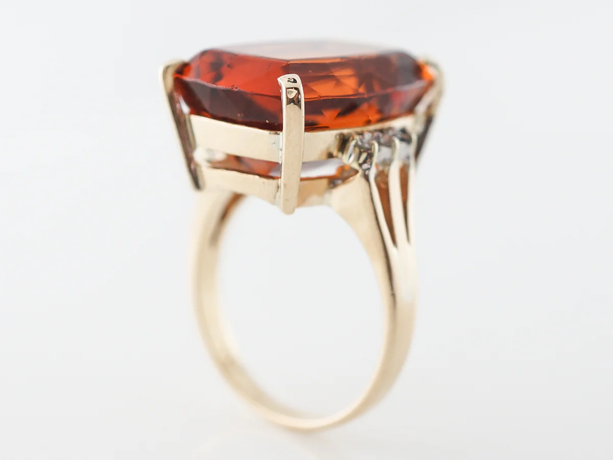 15 Carat Retro Citrine Cocktail Ring in 14k Yellow Gold - Image 5