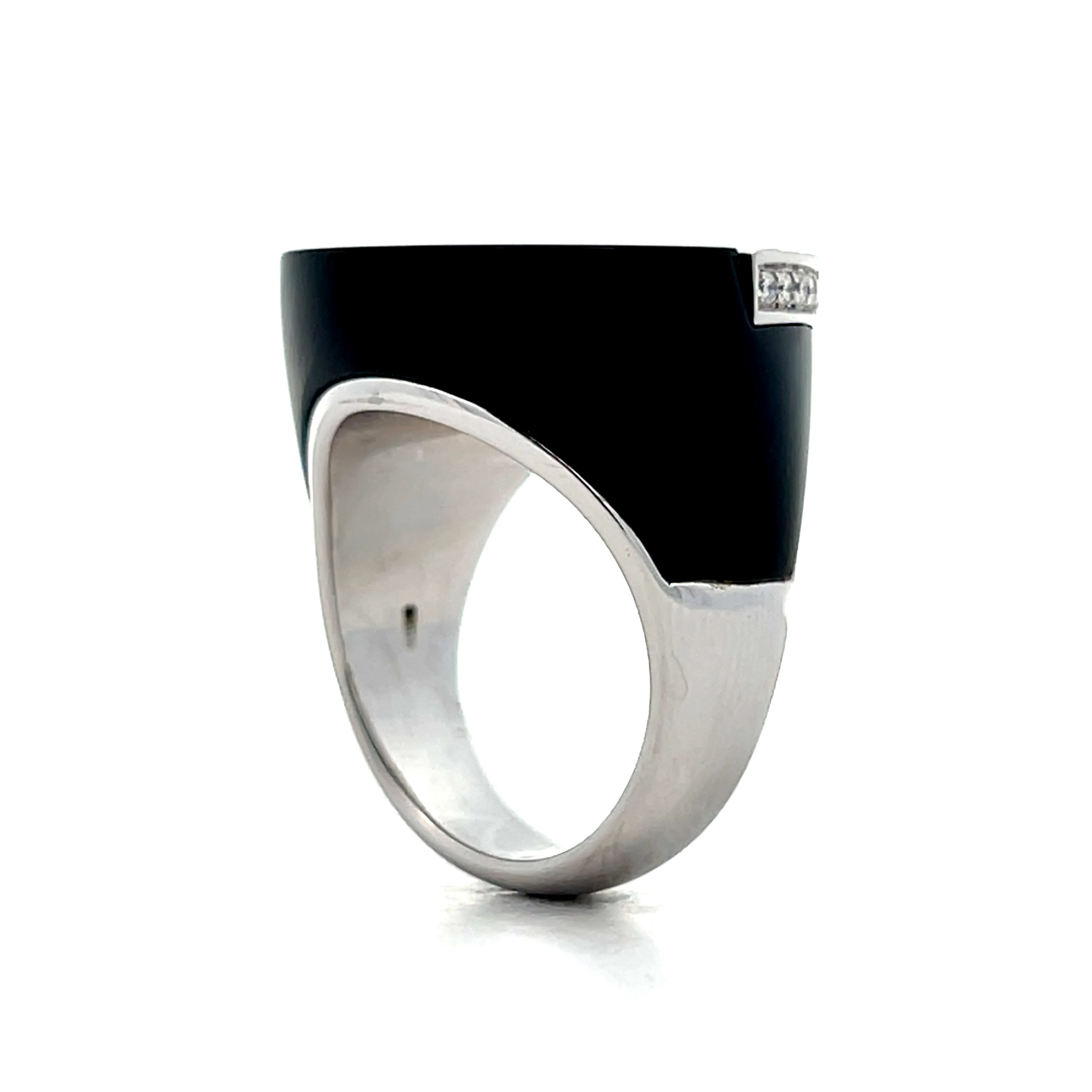 .15 Onyx & Diamond Cocktail Ring in 18k White Gold - Image 5