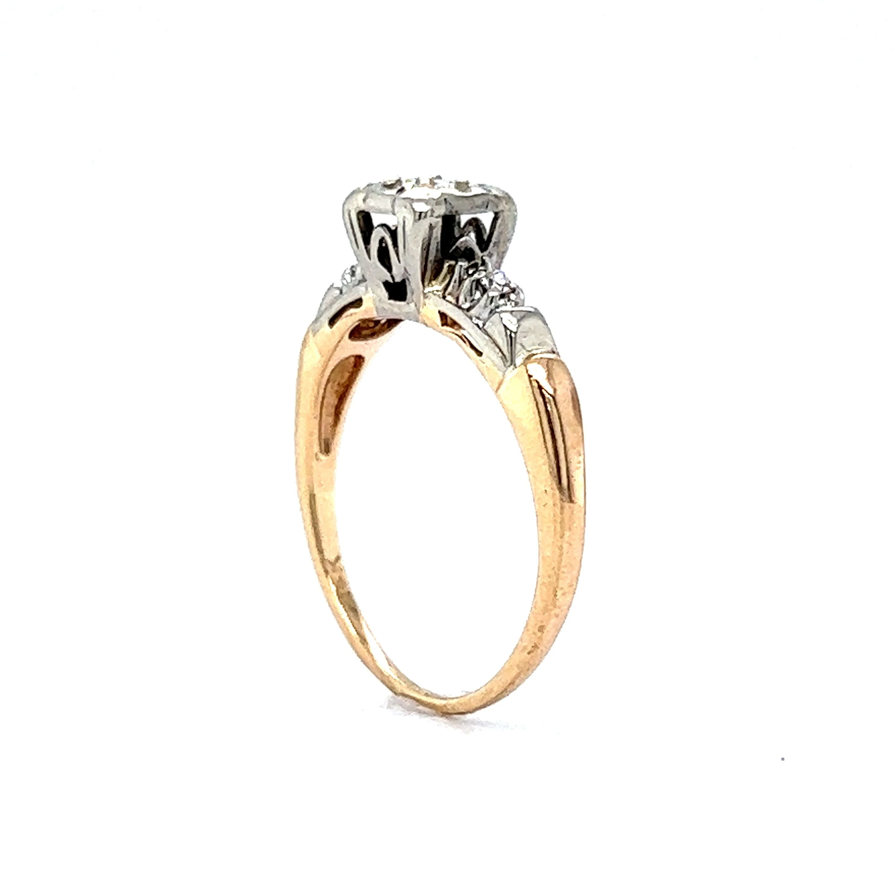 .15 Retro Two-Tone Engagement Ring in 14k Gold - Image 5