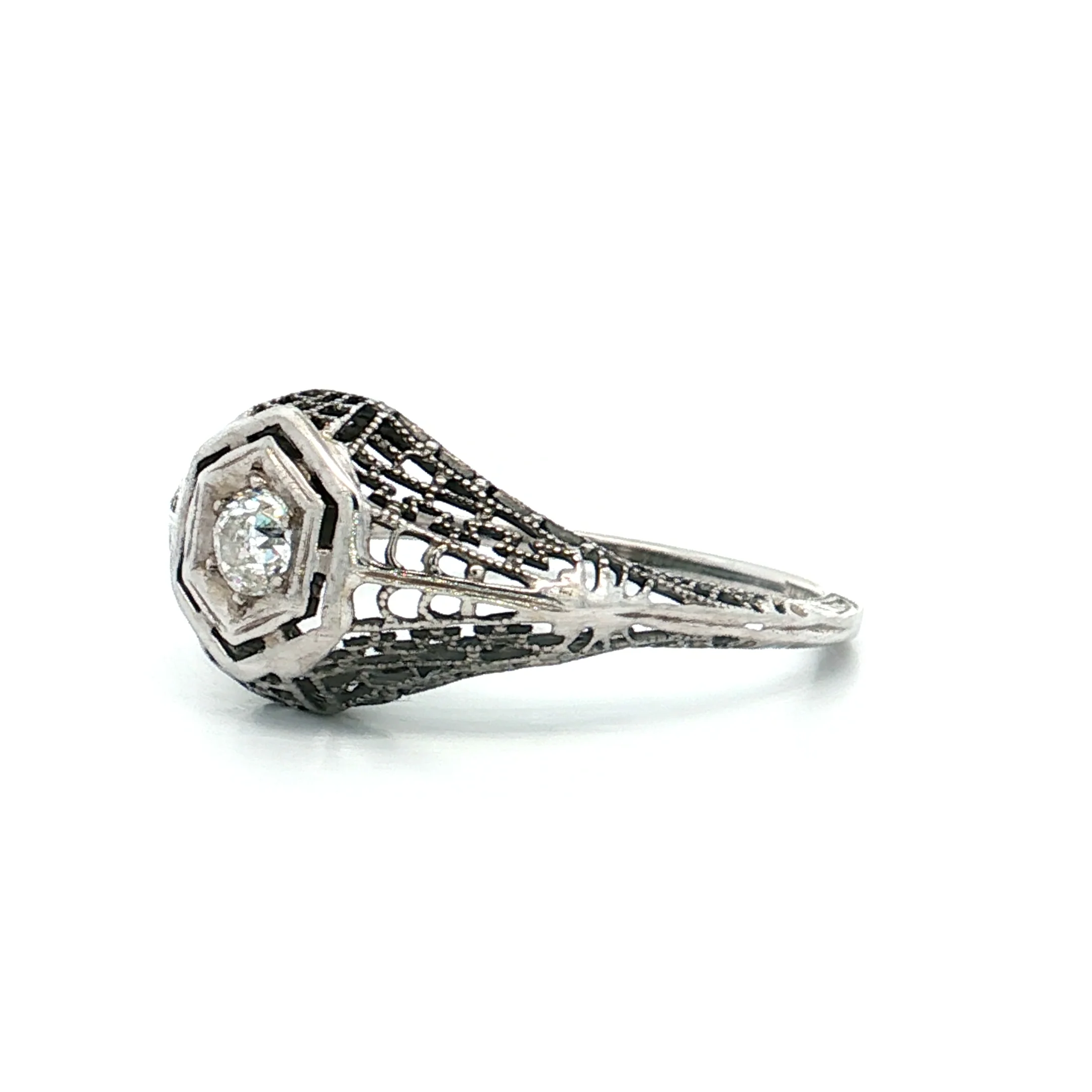 .15 Vintage Art Deco Diamond Engagement Ring 18k - Image 2