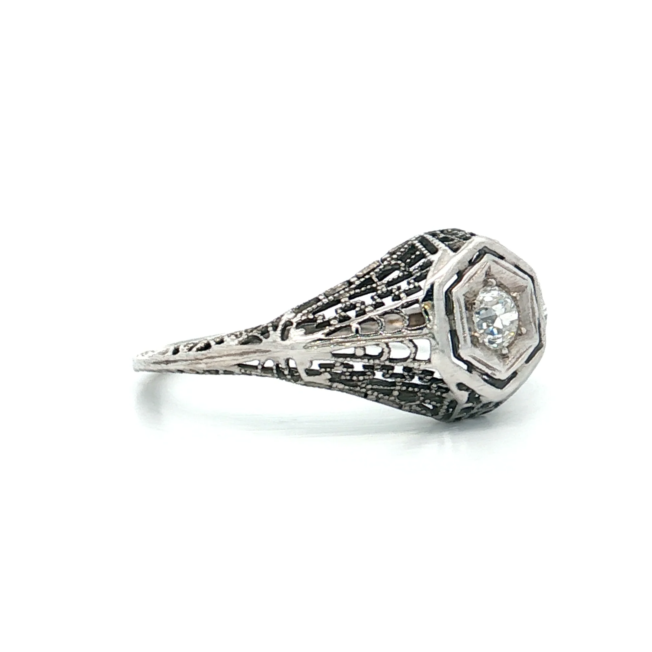 .15 Vintage Art Deco Diamond Engagement Ring 18k - Image 3