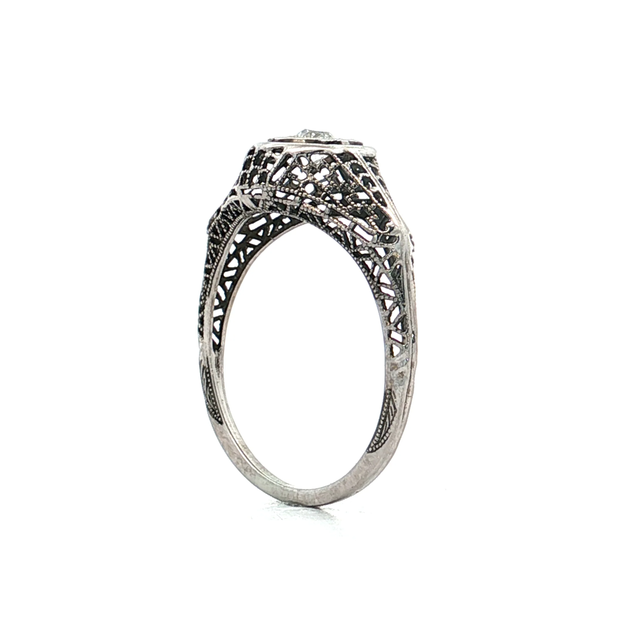 .15 Vintage Art Deco Diamond Engagement Ring 18k - Image 5