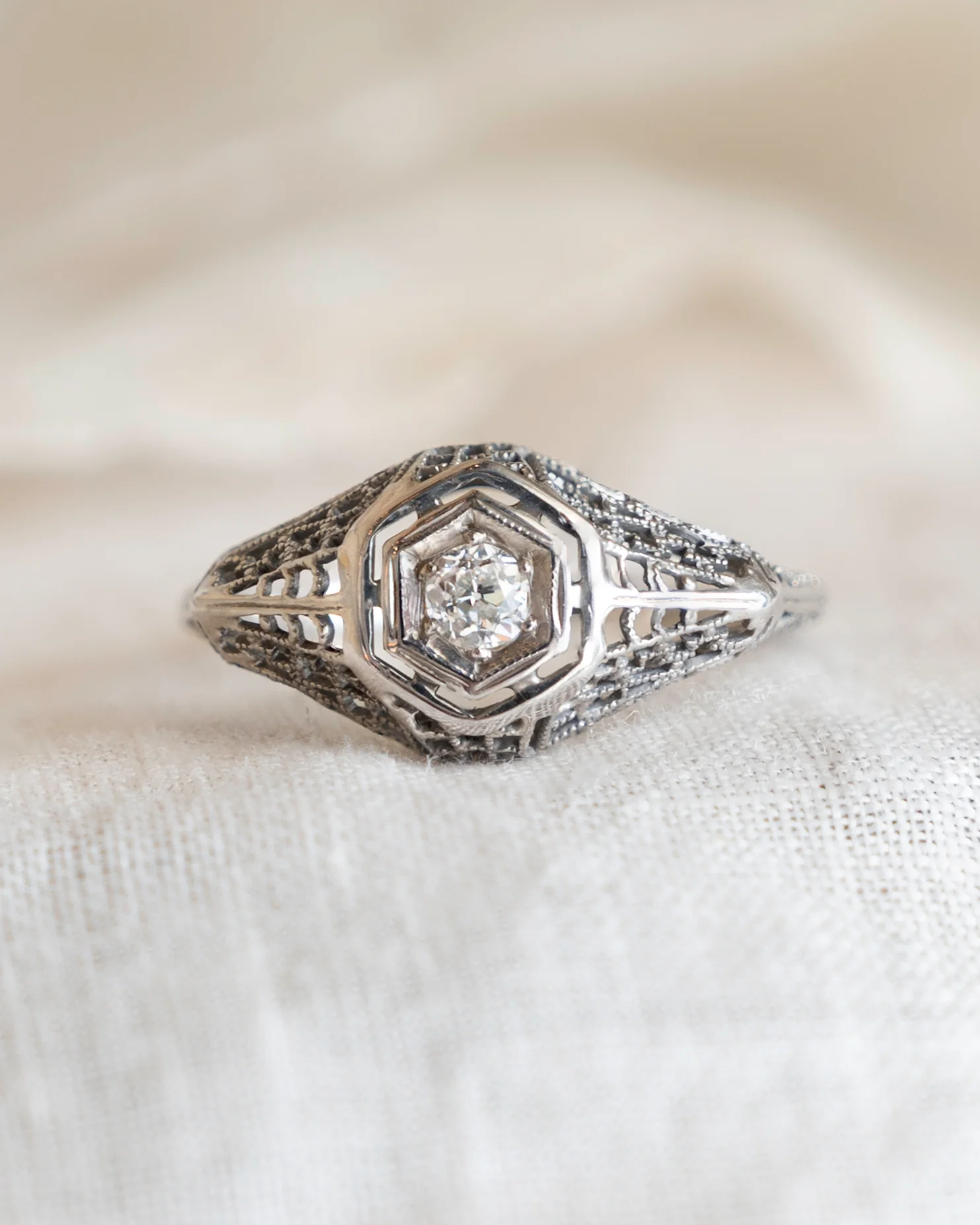 .15 Vintage Art Deco Diamond Engagement Ring 18k - Image 6