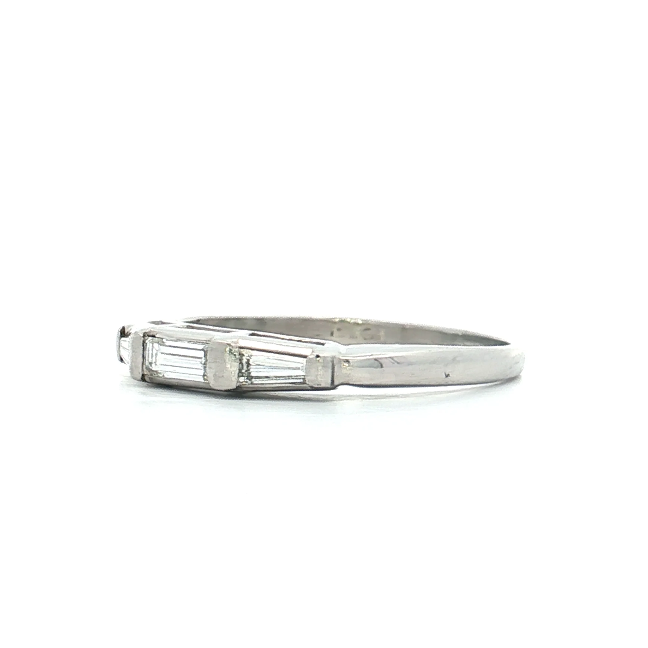 .15 Vintage Baguette Diamond Wedding Band Platinum - Image 2