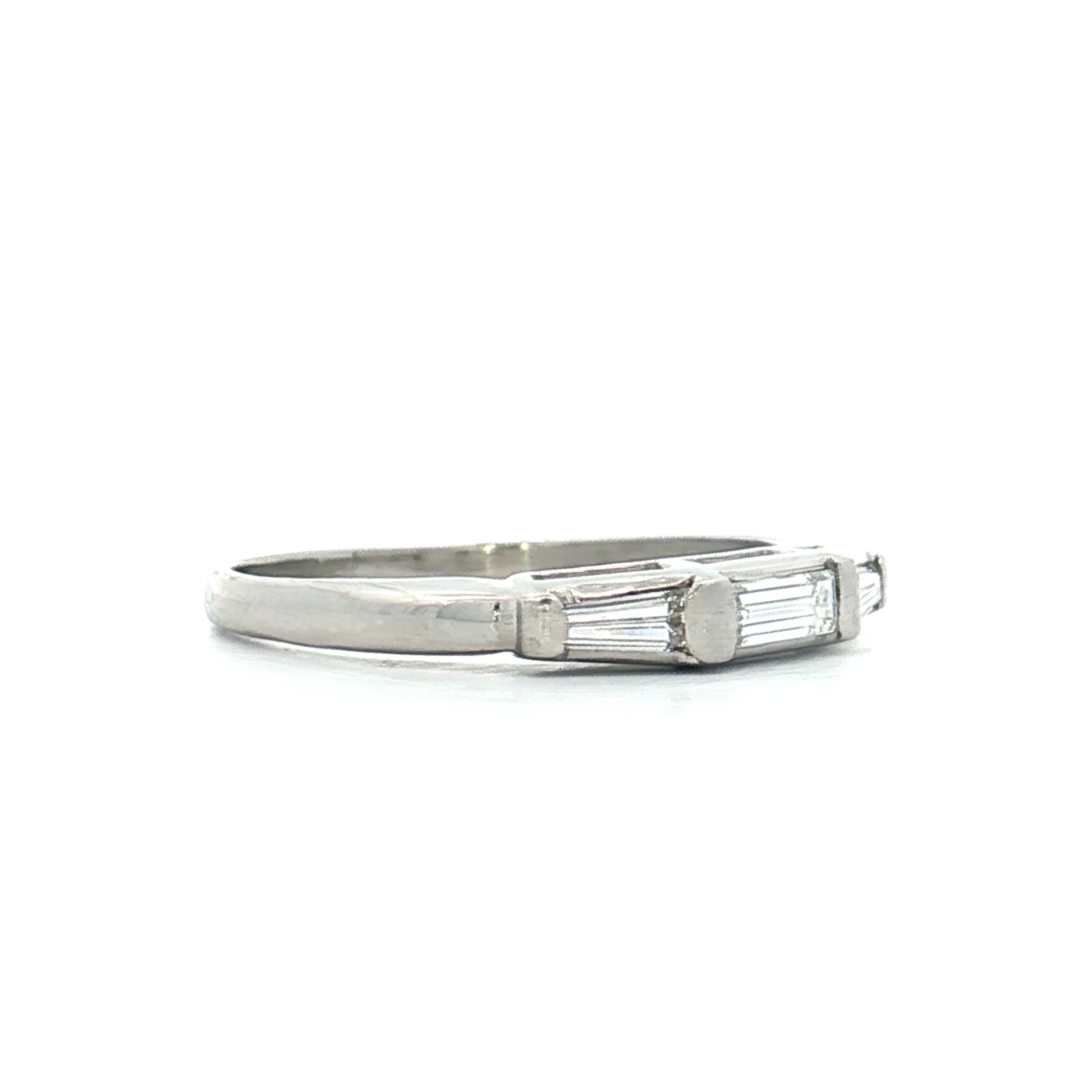.15 Vintage Baguette Diamond Wedding Band Platinum - Image 3