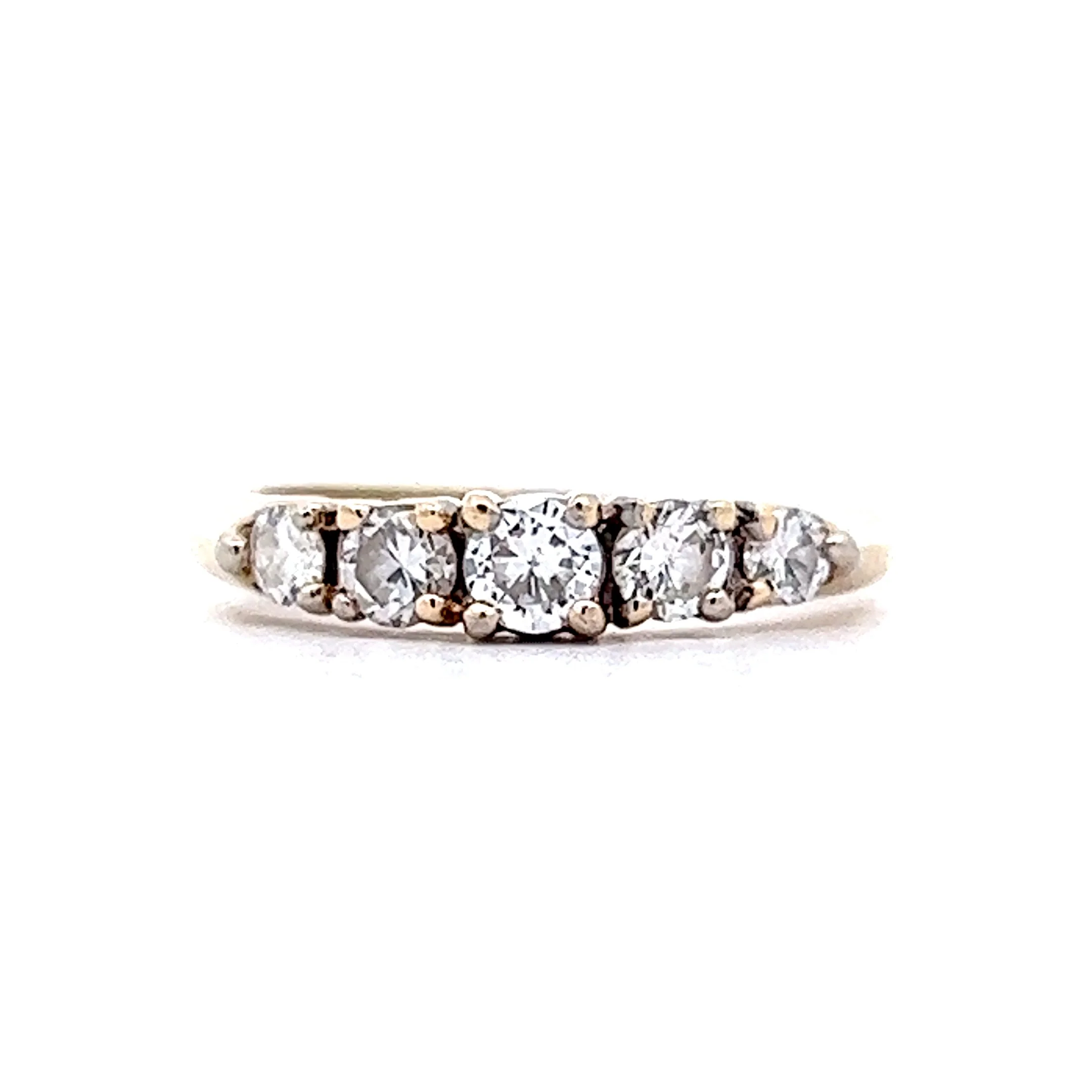 1960s Five Stone Diamond Wedding Band in 14k Yellow Gold