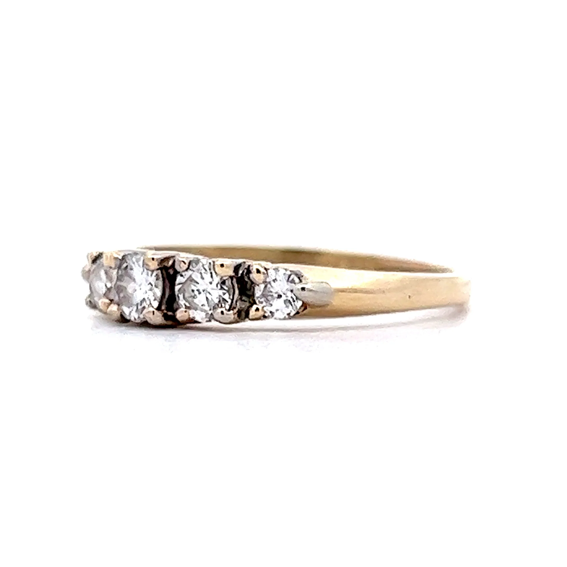 1960s Five Stone Diamond Wedding Band in 14k Yellow Gold - Image 2