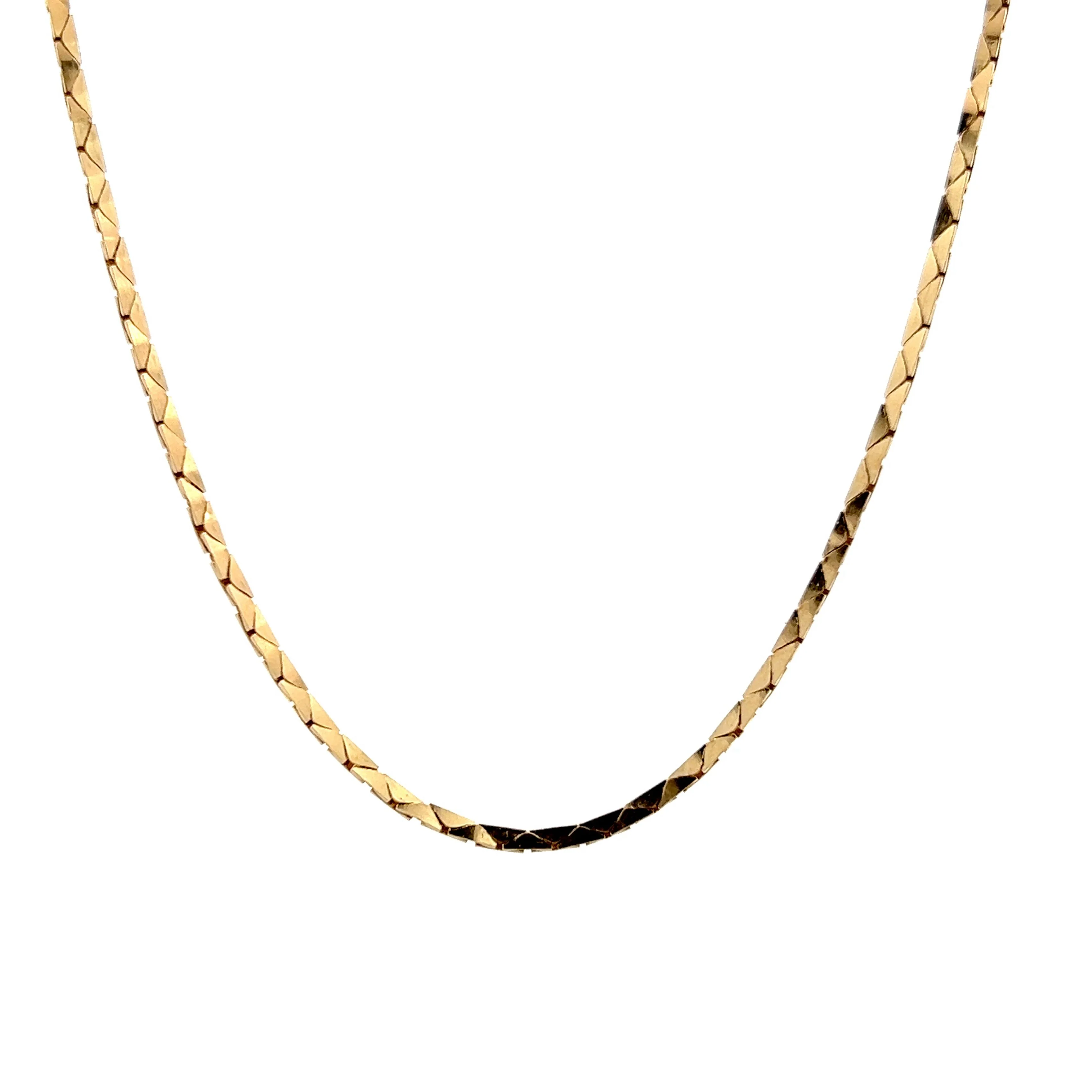 16.5 Inch Triangle Block Link Chain Necklace in 14k