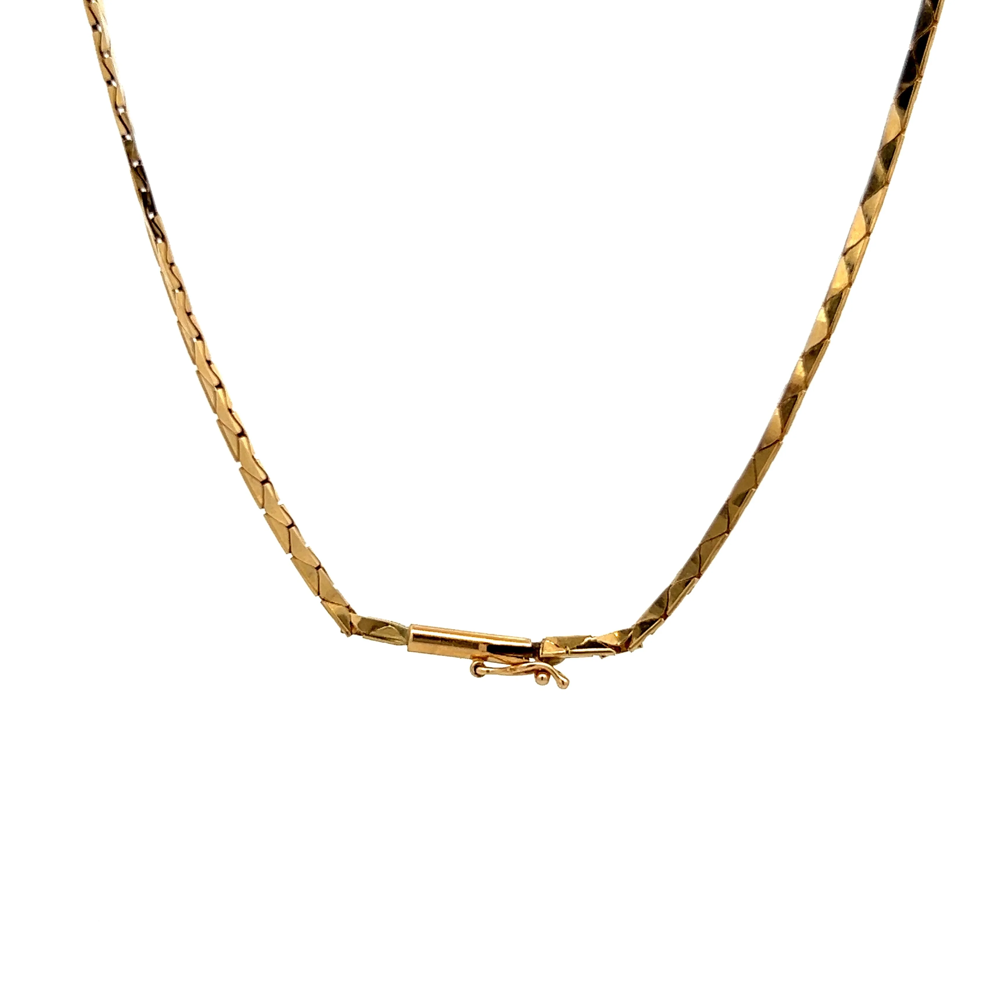 16.5 Inch Triangle Block Link Chain Necklace in 14k - Image 4