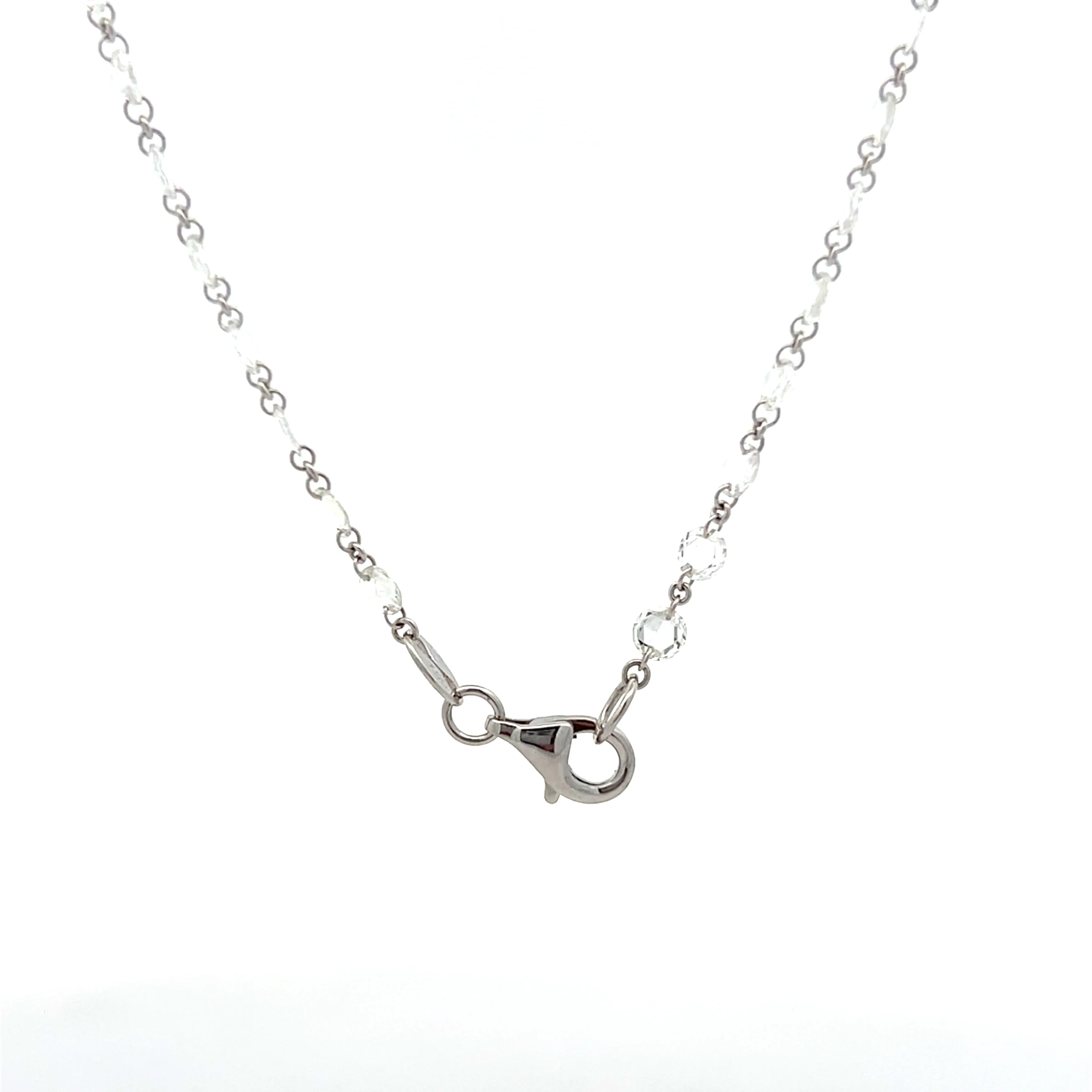 16.65 Rose Cut Diamond Necklace in 18k White Gold - Image 4