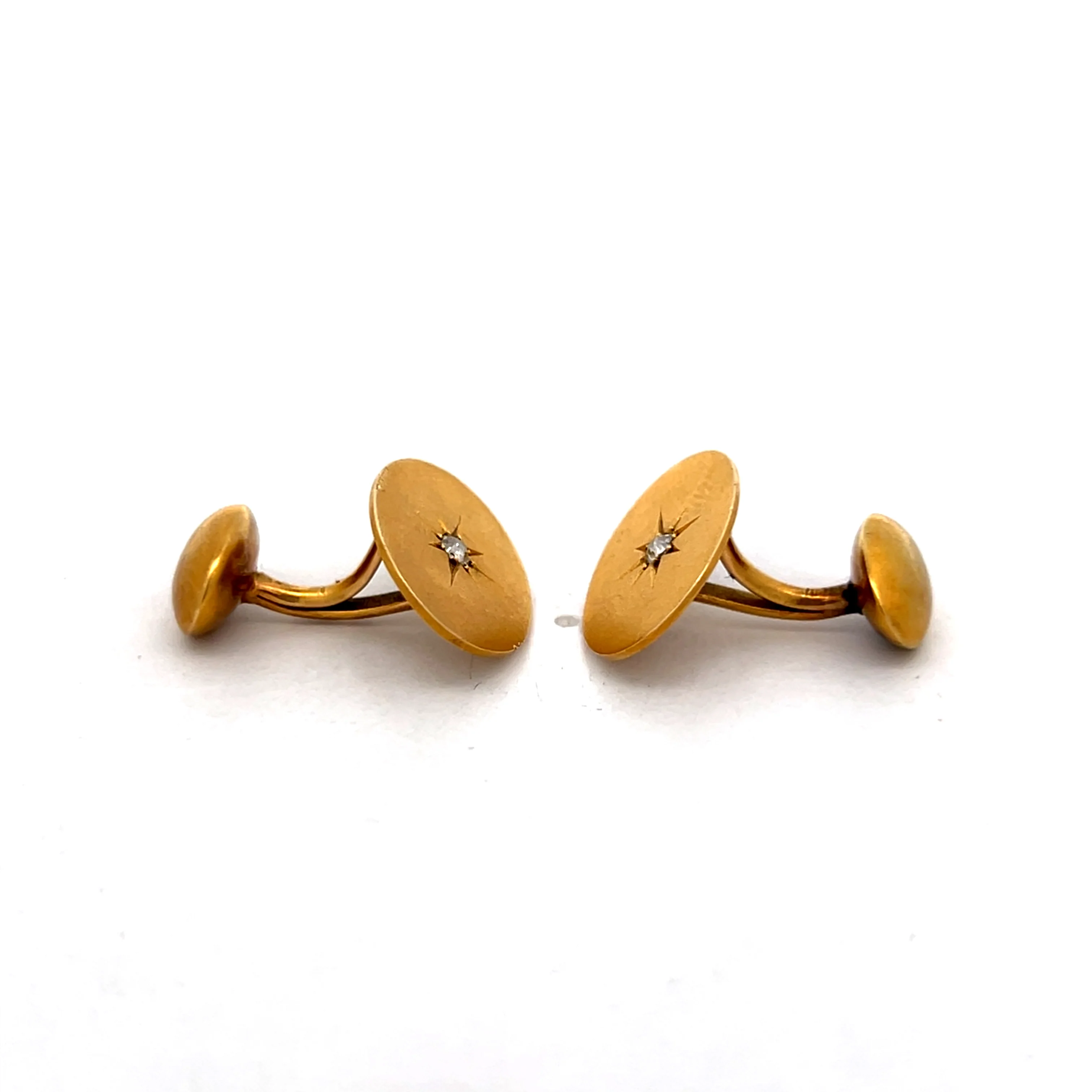 .16 Antique Victorian Diamond Cufflinks in 14k Yellow Gold - Image 2