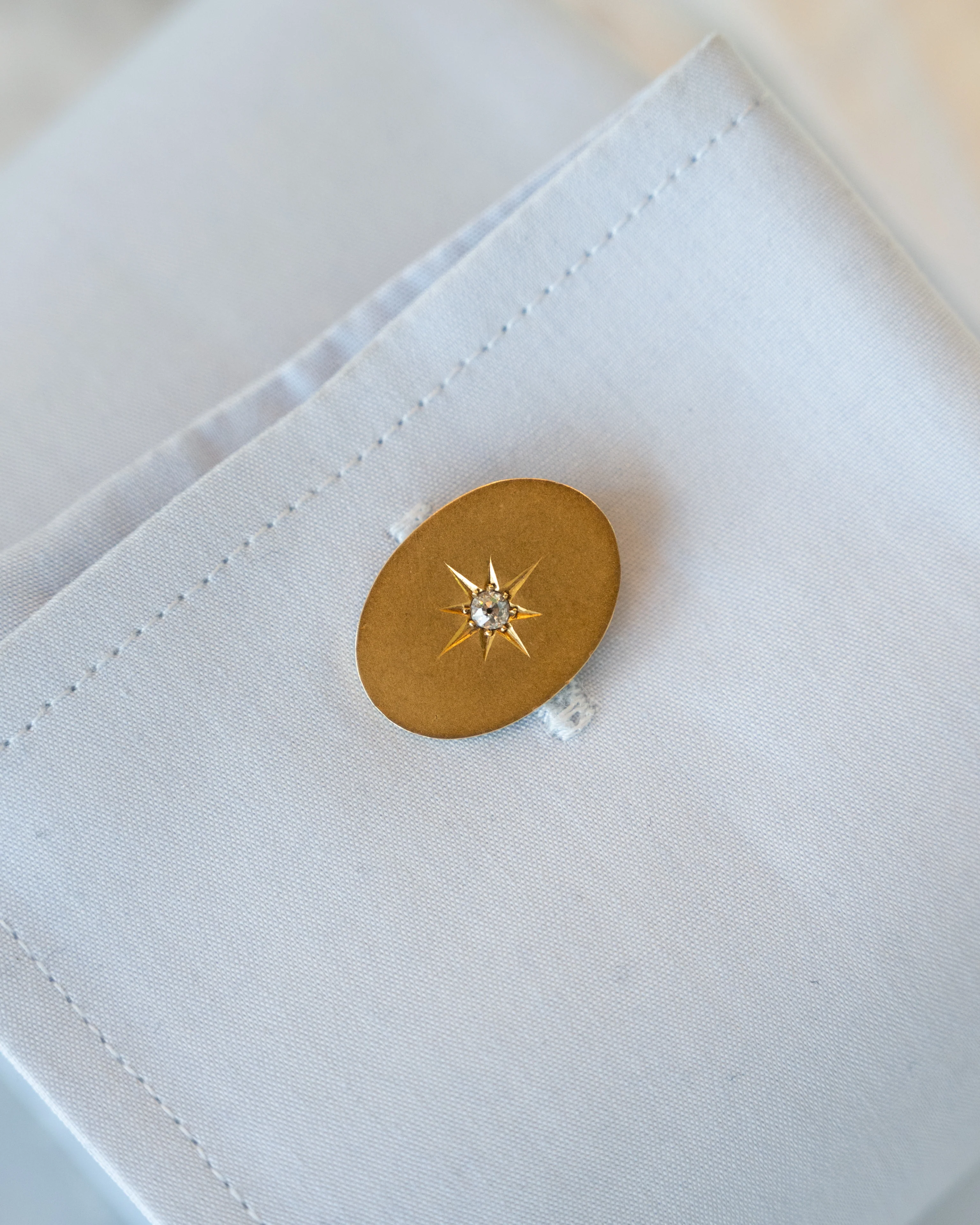 .16 Antique Victorian Diamond Cufflinks in 14k Yellow Gold - Image 3