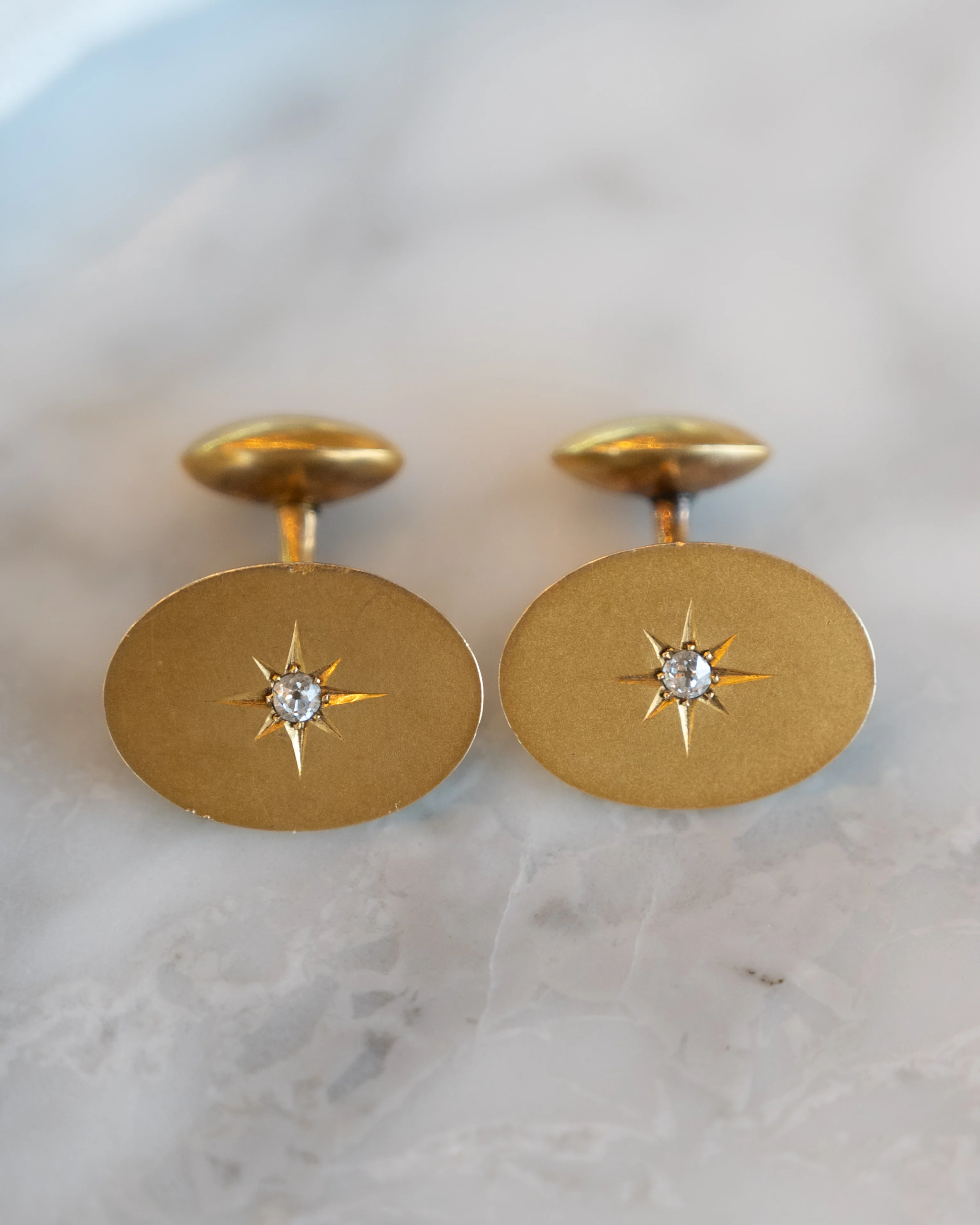 .16 Antique Victorian Diamond Cufflinks in 14k Yellow Gold - Image 4