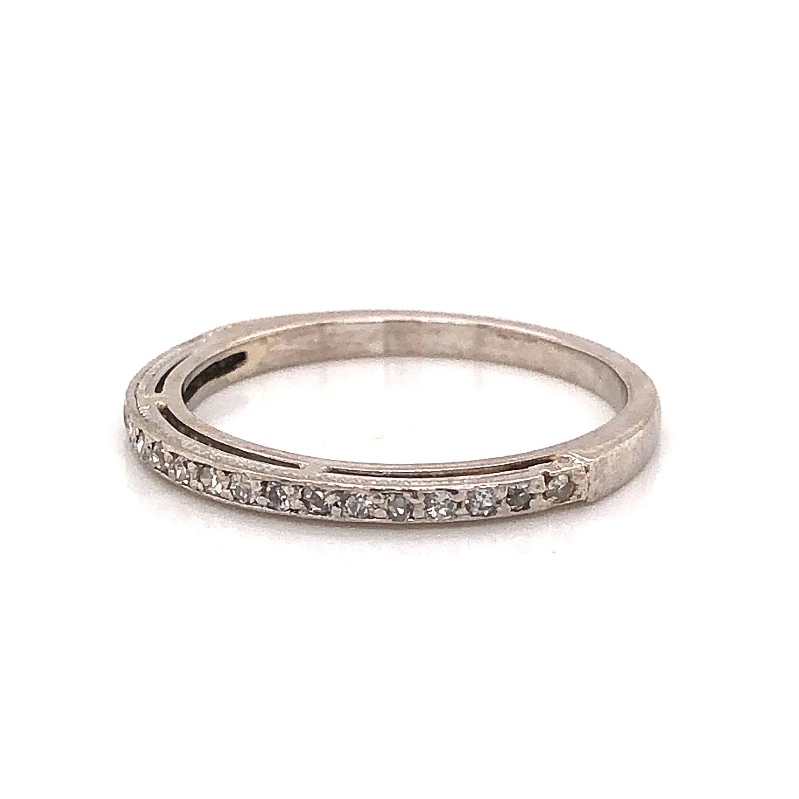 .16 Art Deco Diamond Wedding Band in 14k White Gold & Platinum - Image 2