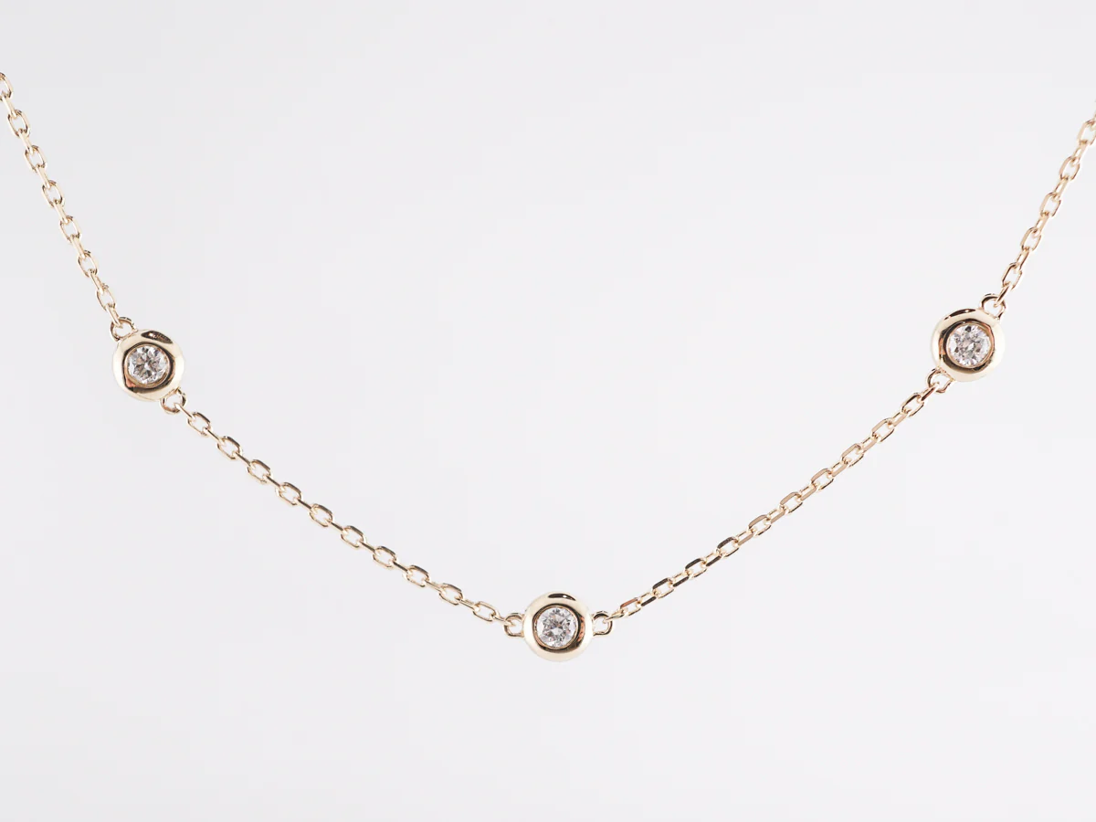 .16 Bezel Set Diamond Necklace in 14K Yellow Gold - Image 2
