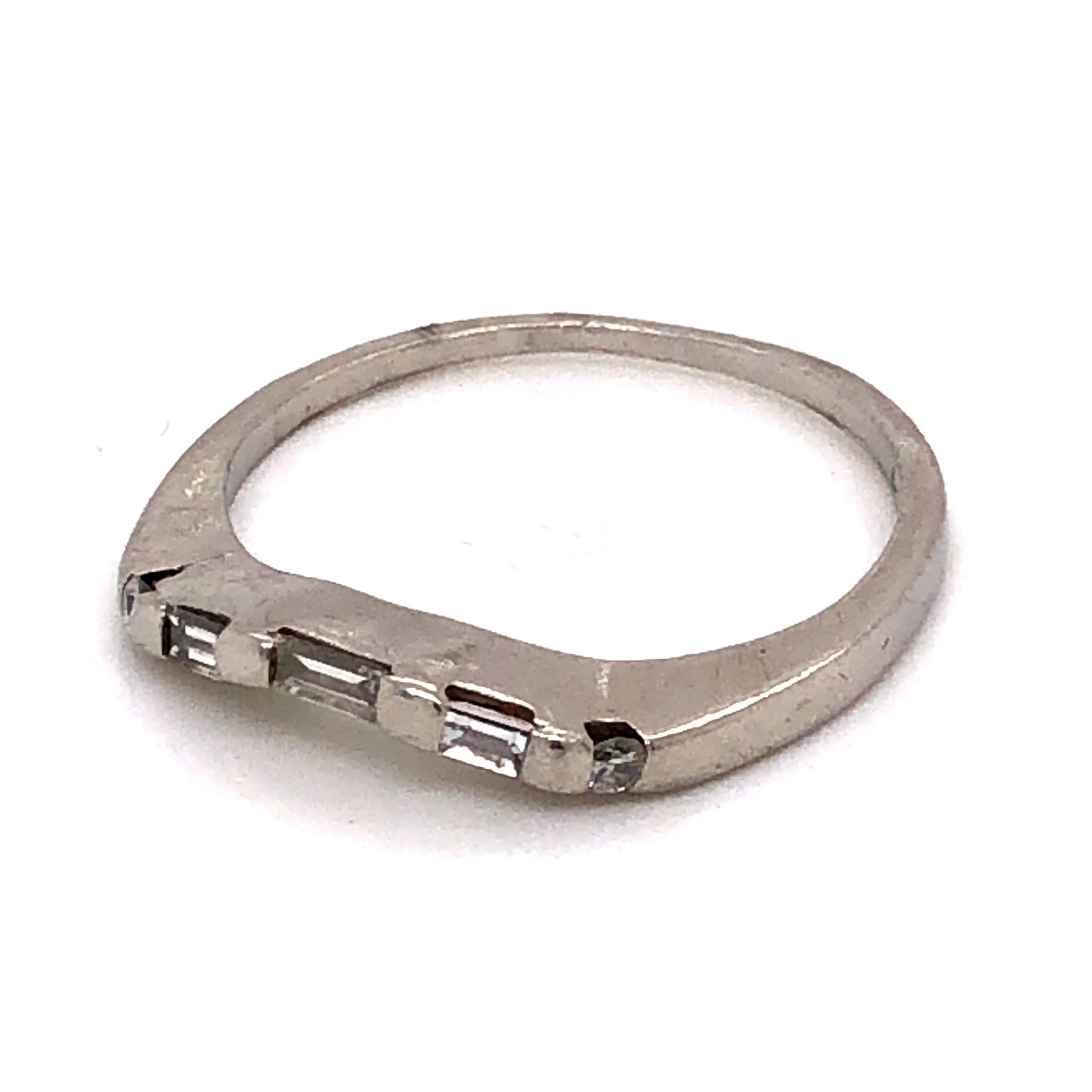.16 Contoured Art Deco Diamond Wedding Band in Platinum - Image 2