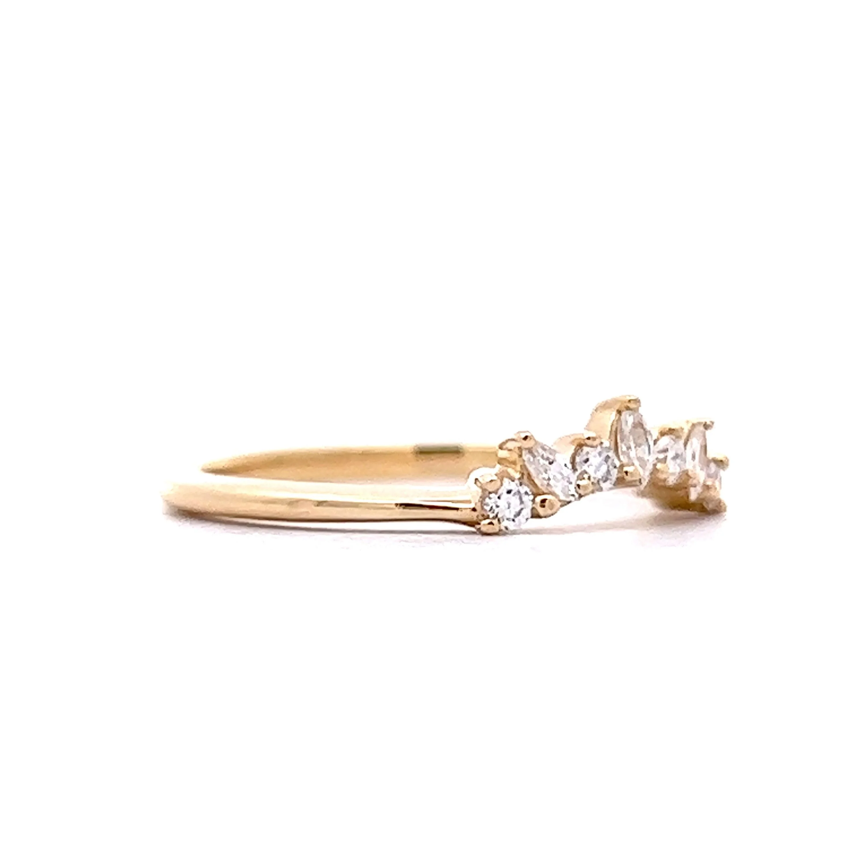 .16 Contoured Diamond Wedding Band in 14k Yellow Gold - Image 3
