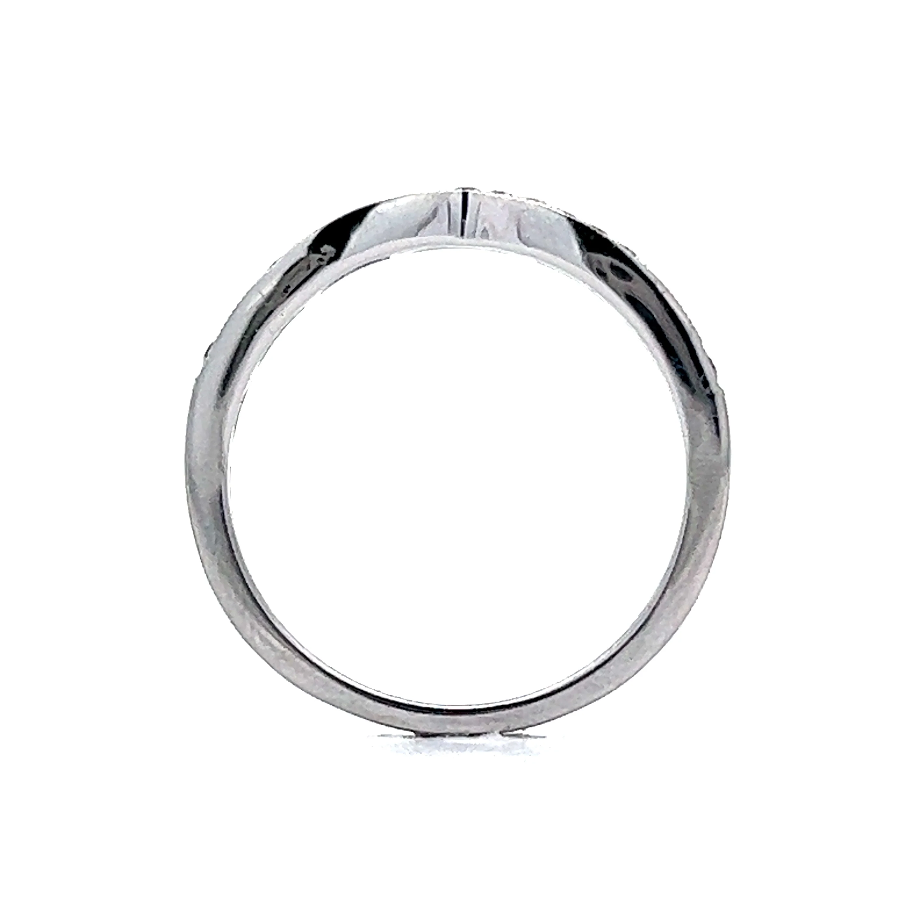 .16 Curved Diamond Millgrain Wedding Band in 14k Gold - Image 4