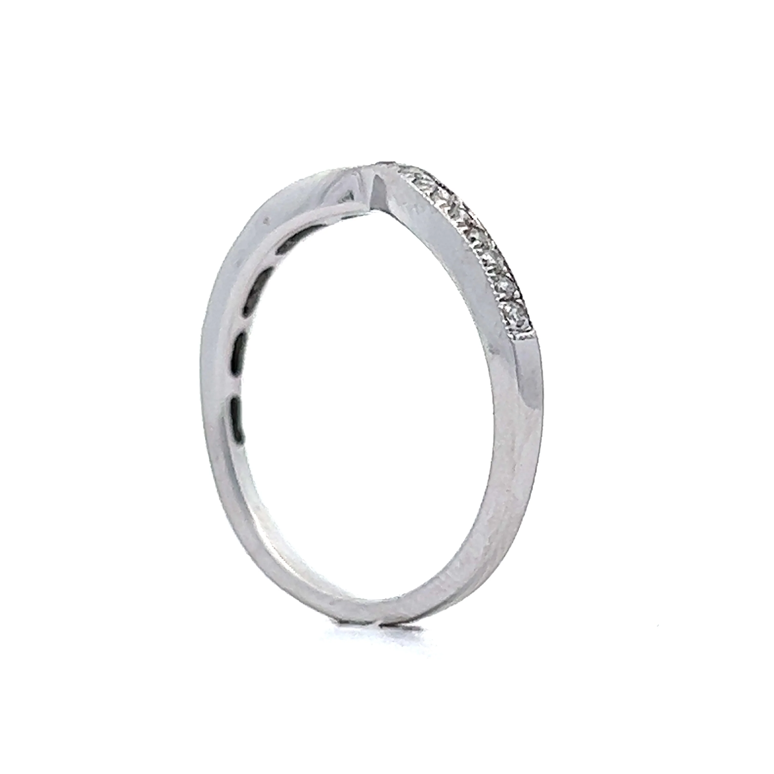 .16 Curved Diamond Millgrain Wedding Band in 14k Gold - Image 5
