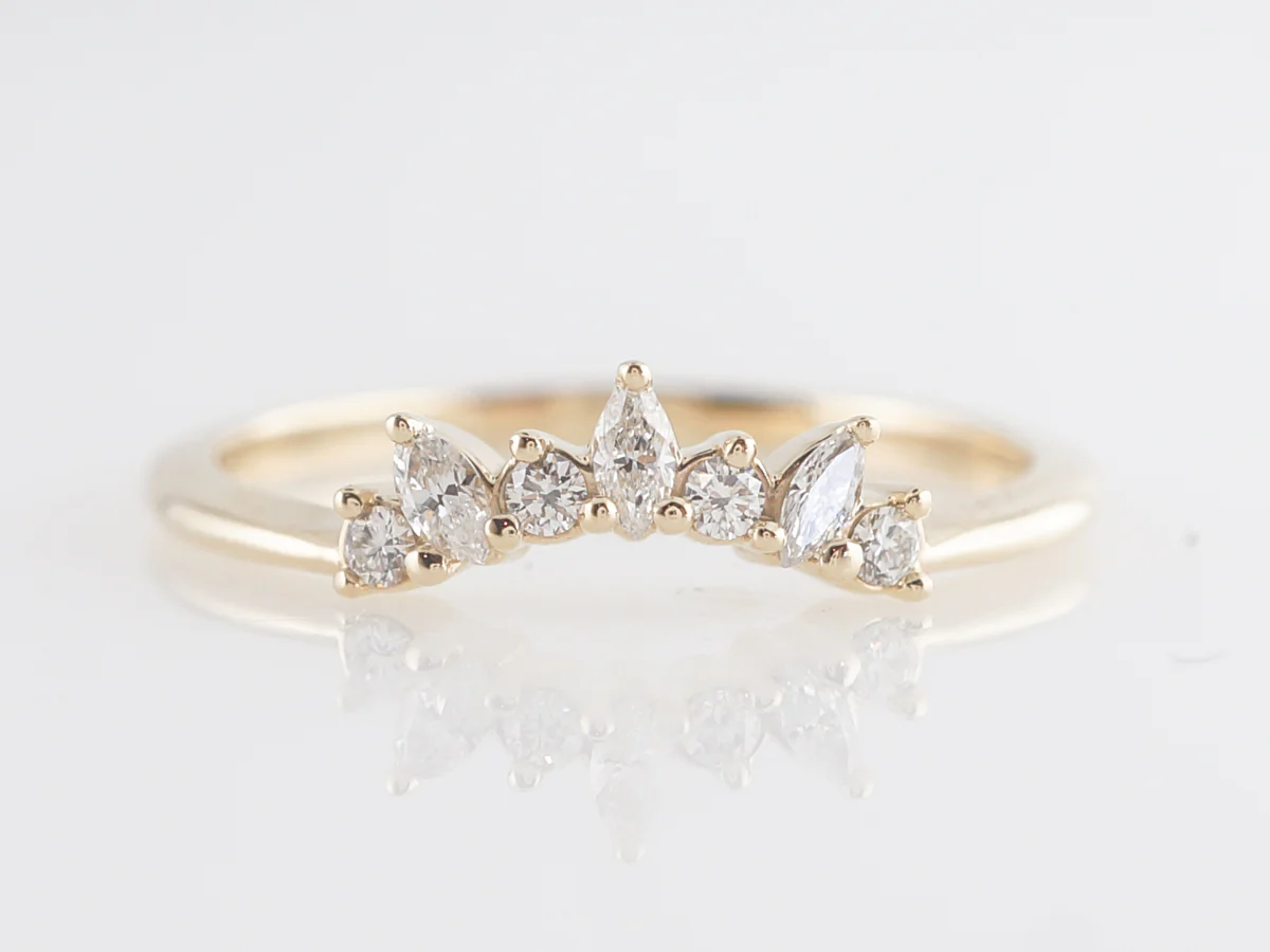 .16 Curved Diamond Wedding Band in 14k Yellow Gold