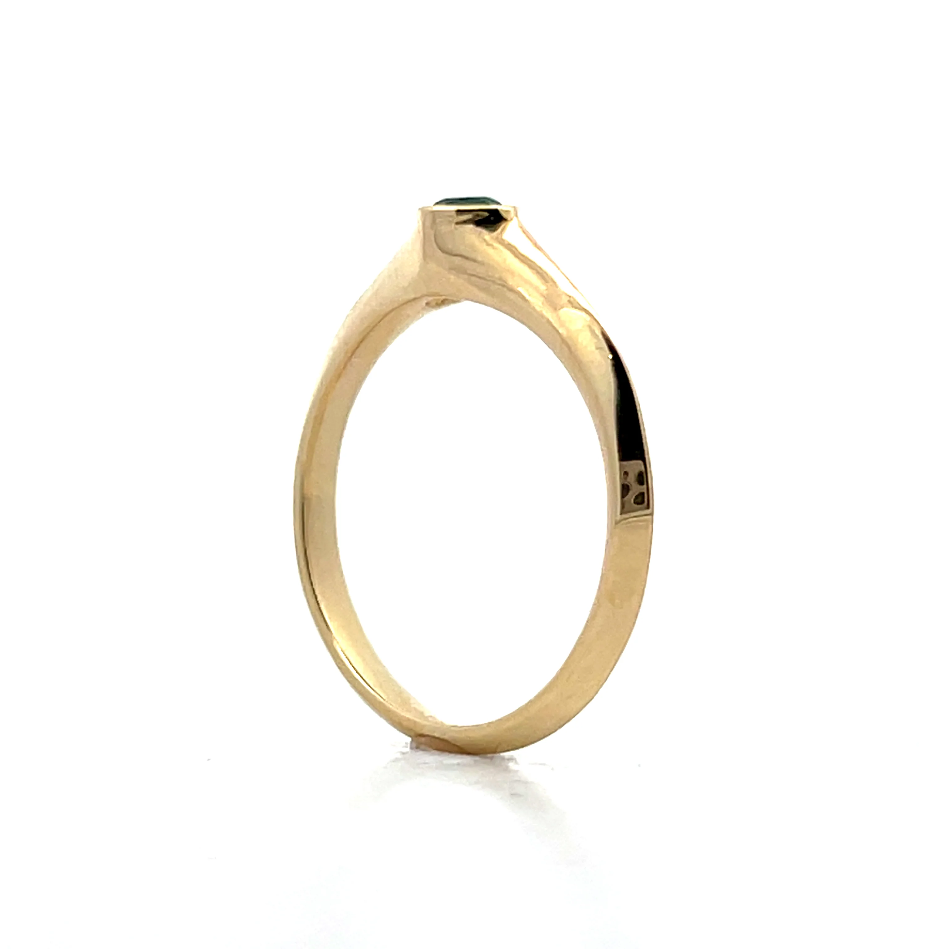 .16 Cushion Cut Emerald Stacking Ring in 14k Yellow Gold - Image 5