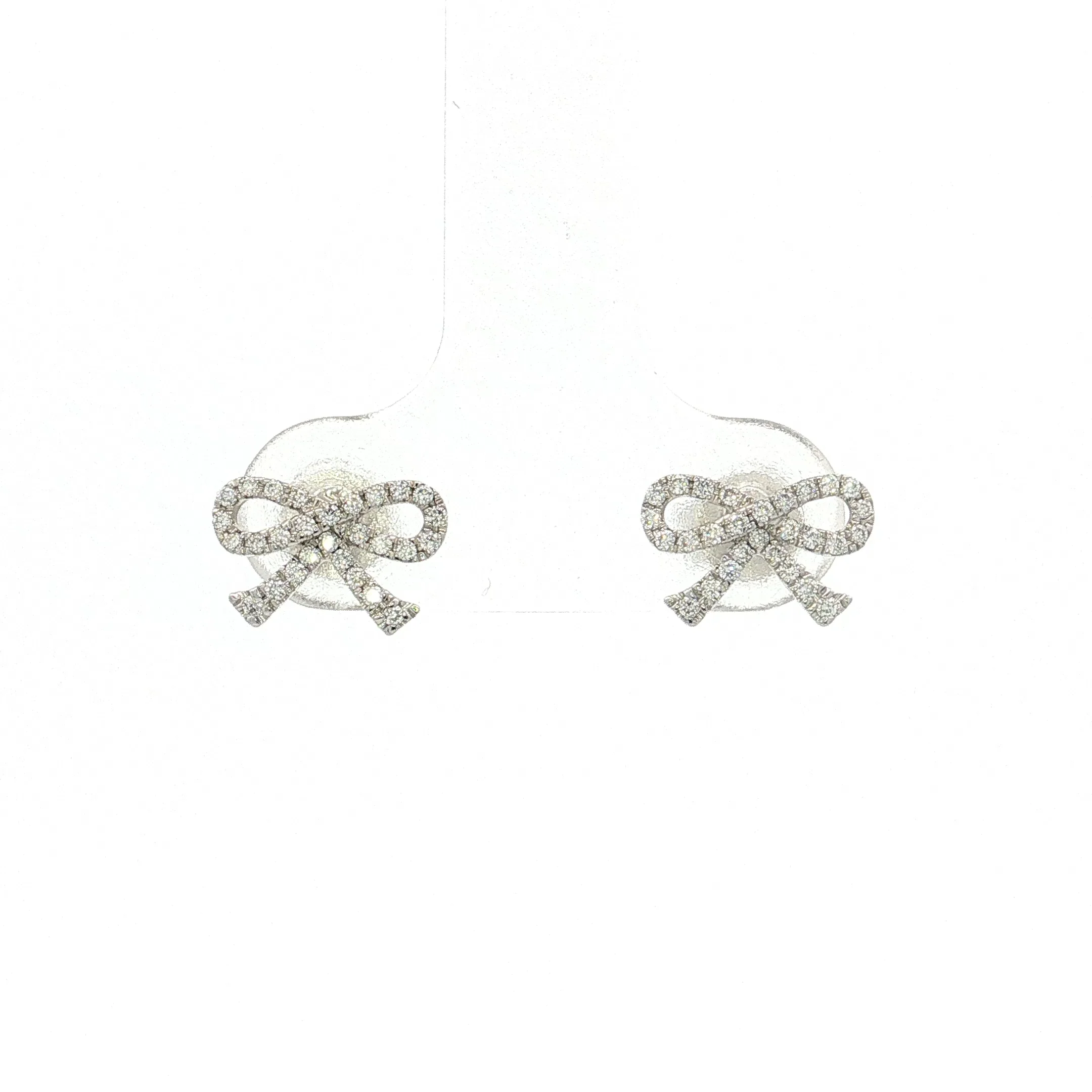 .16 Diamond Bow Stud Earrings 14k White Gold
