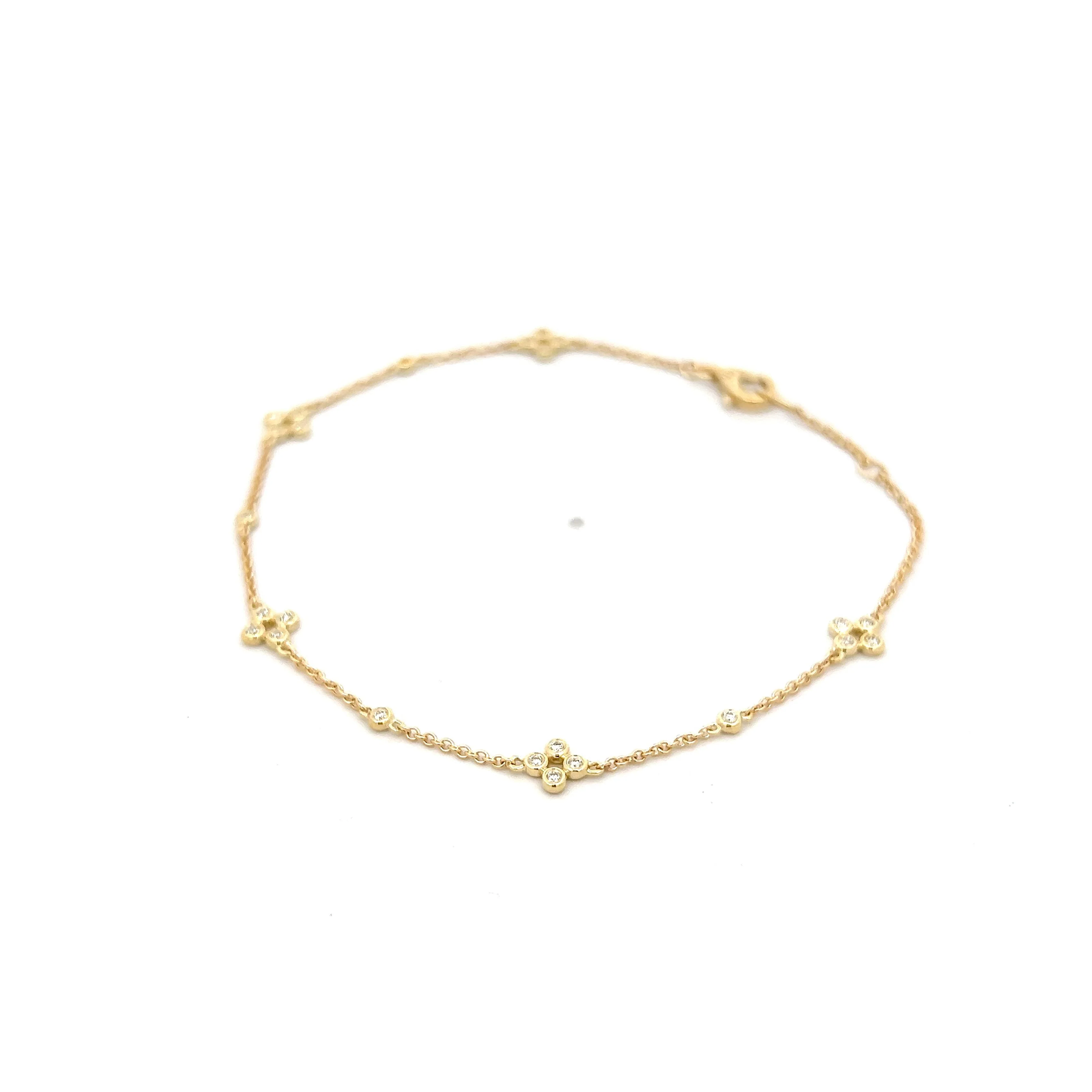 .16 Diamond Cluster Station Bracelet in 14k Yellow Gold - Image 2