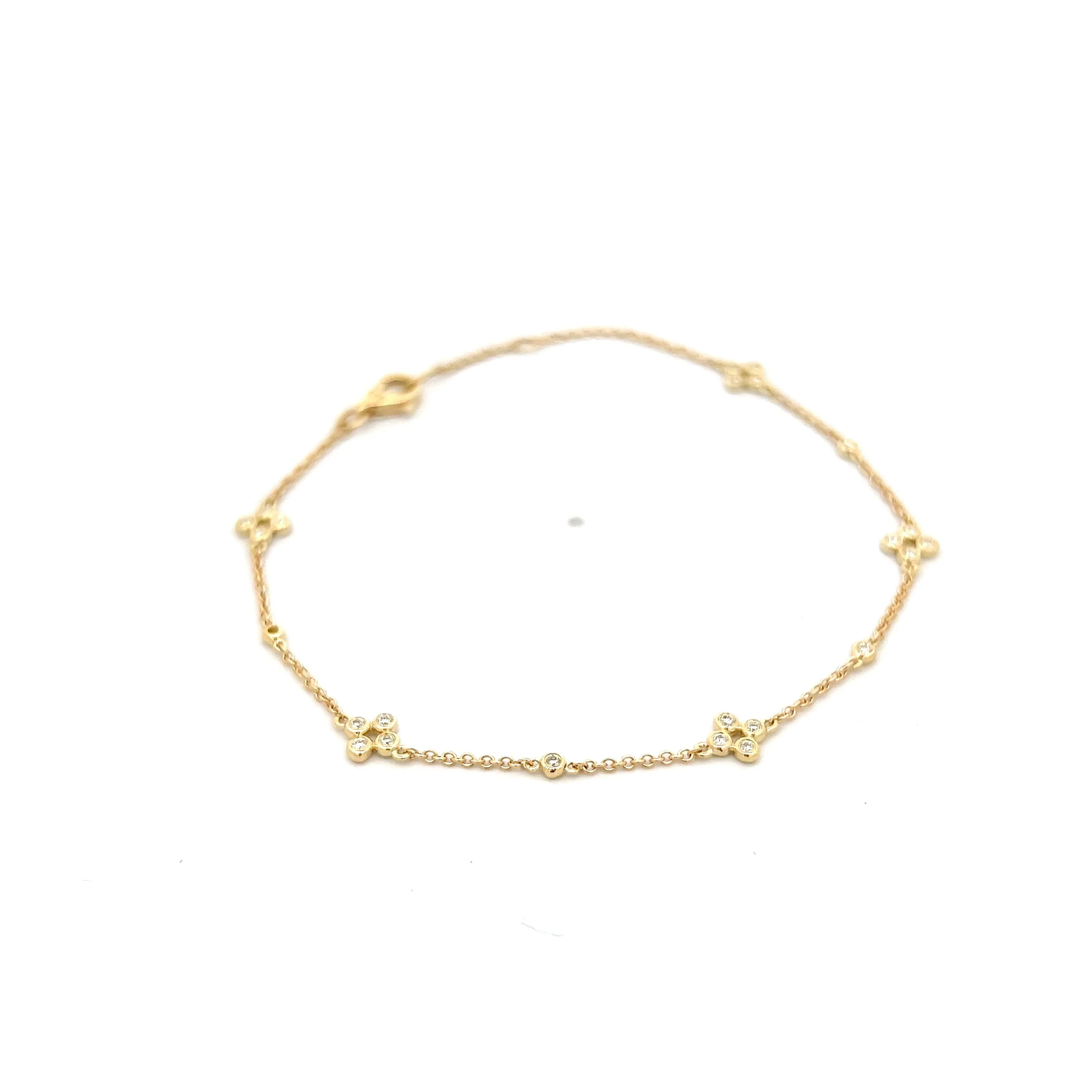 .16 Diamond Cluster Station Bracelet in 14k Yellow Gold - Image 3
