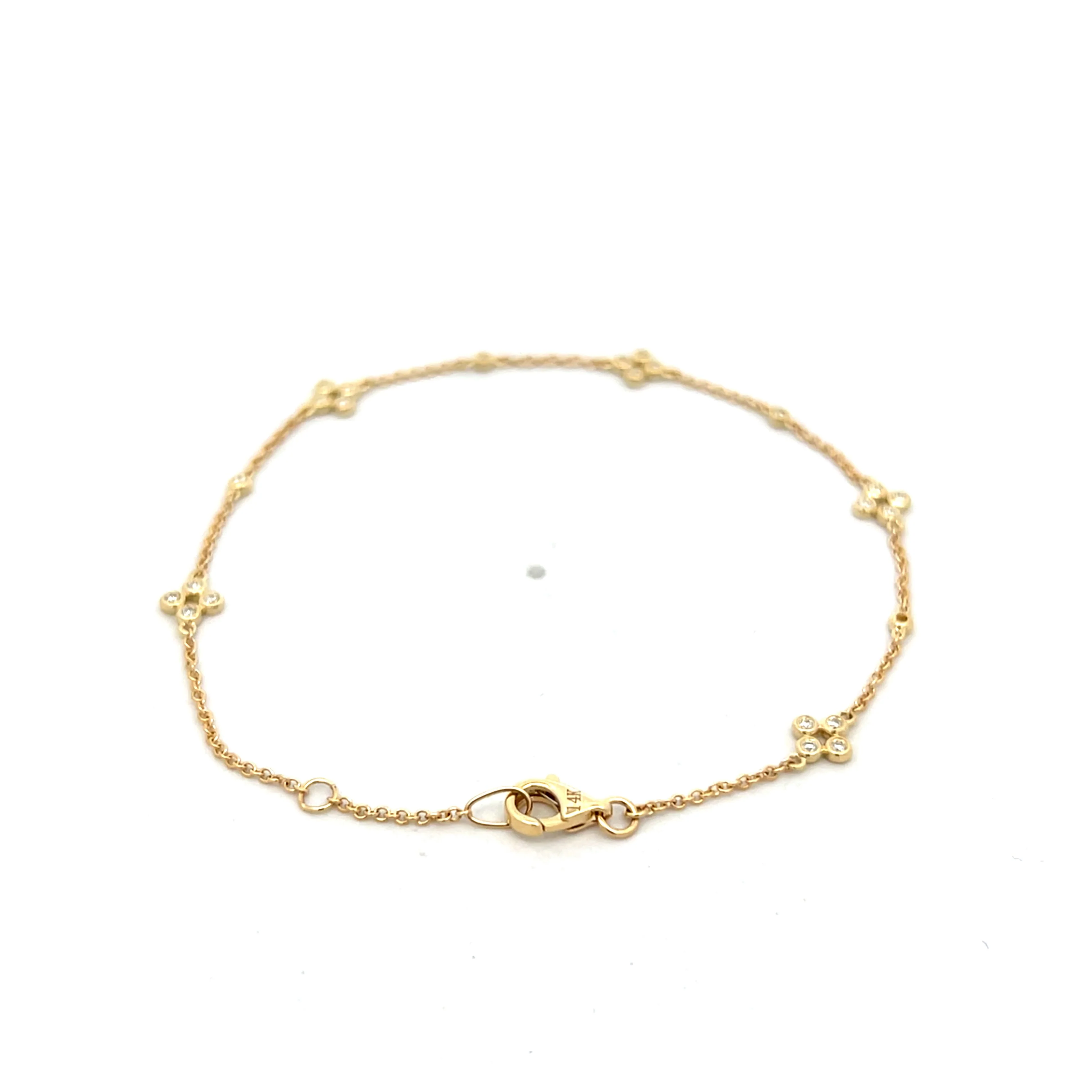 .16 Diamond Cluster Station Bracelet in 14k Yellow Gold - Image 4