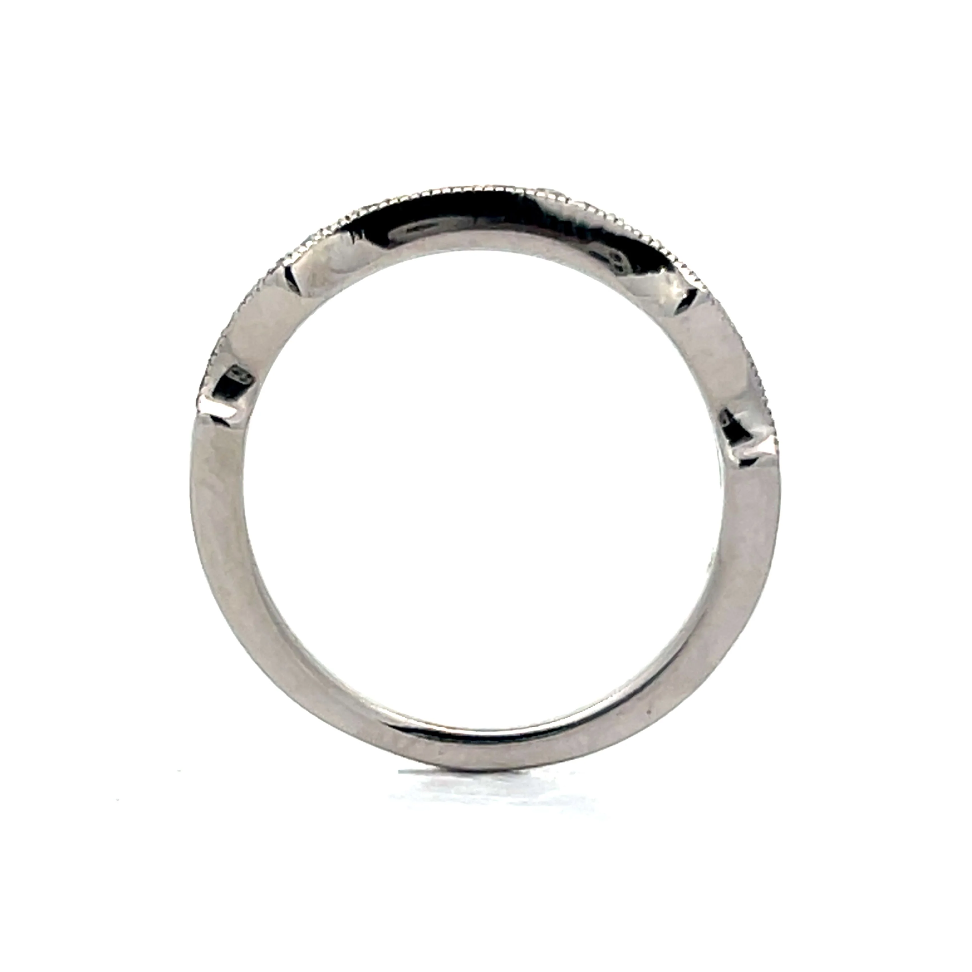 .16 Diamond Contour Wedding Band in 14k White Gold - Image 4
