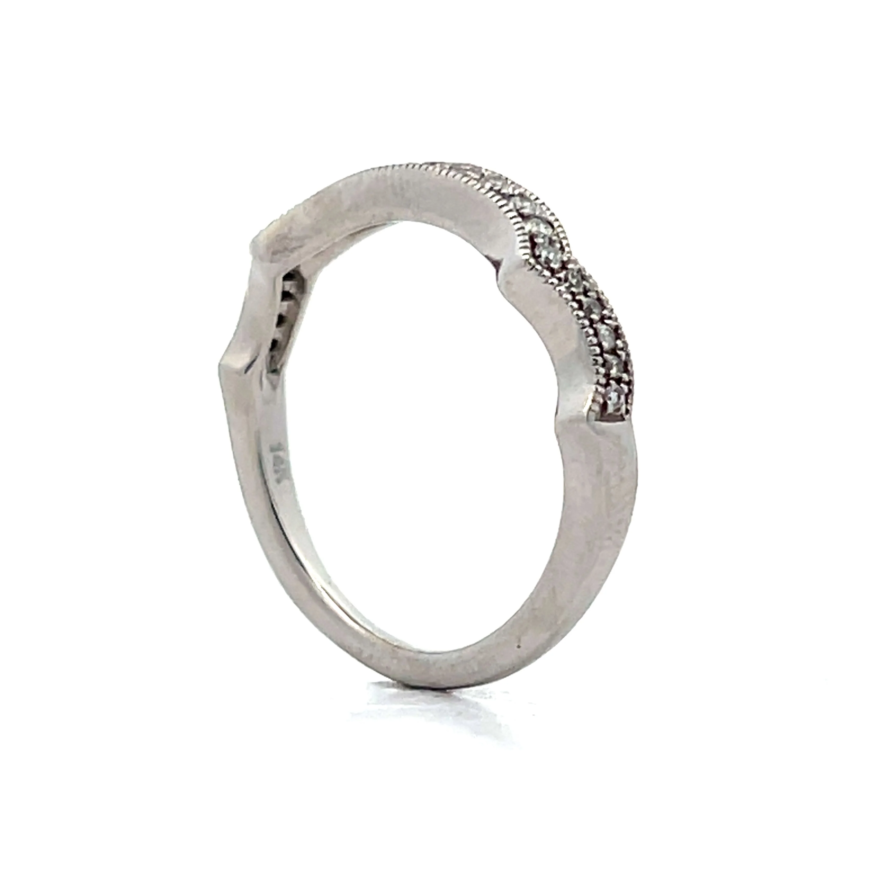 .16 Diamond Contour Wedding Band in 14k White Gold - Image 5