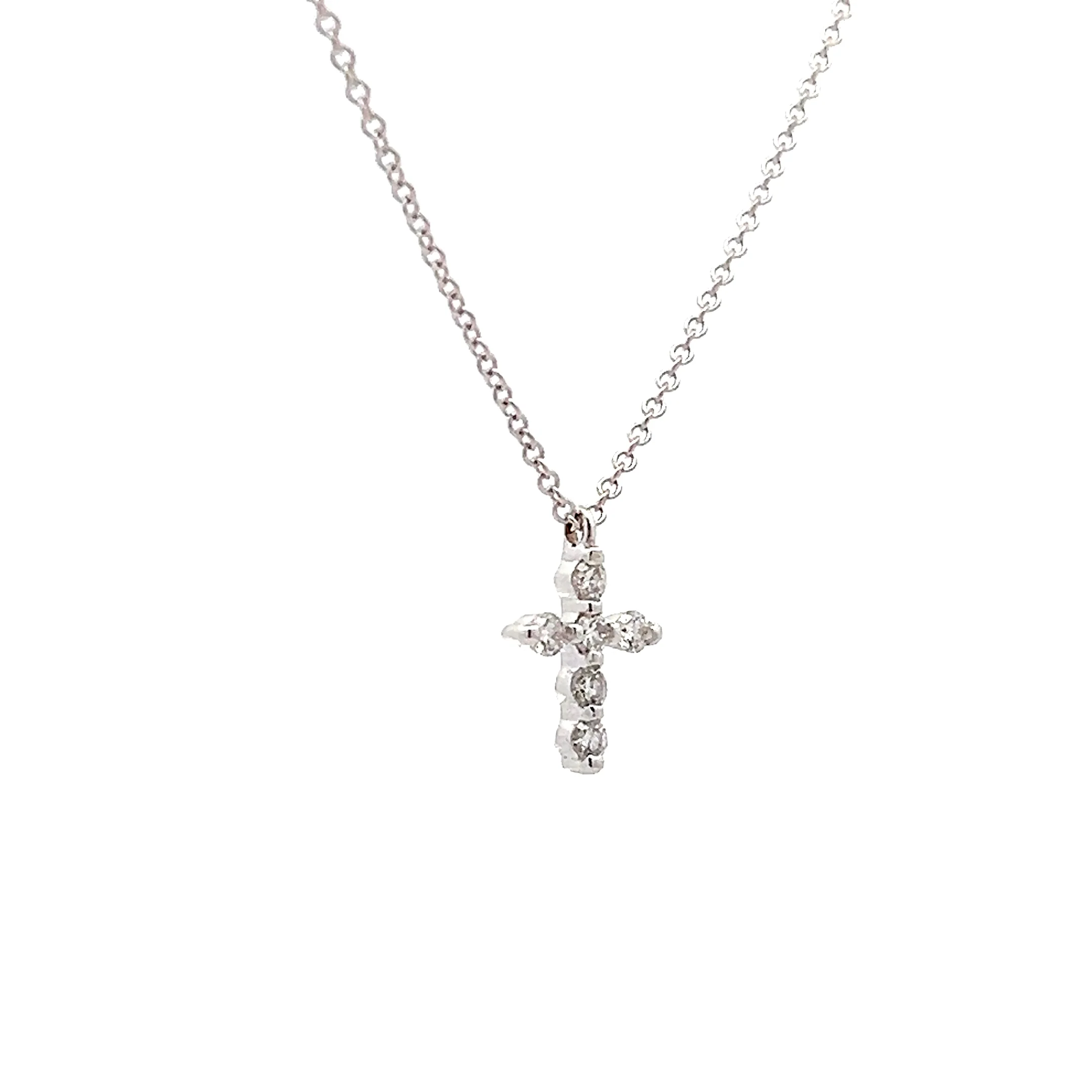 .16 Diamond Cross Pendant Necklace in 18k White Gold - Image 2