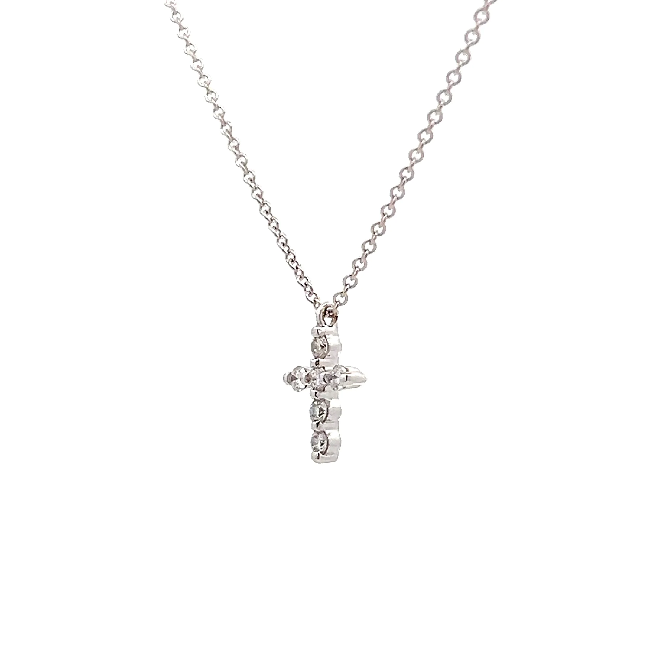 .16 Diamond Cross Pendant Necklace in 18k White Gold - Image 3