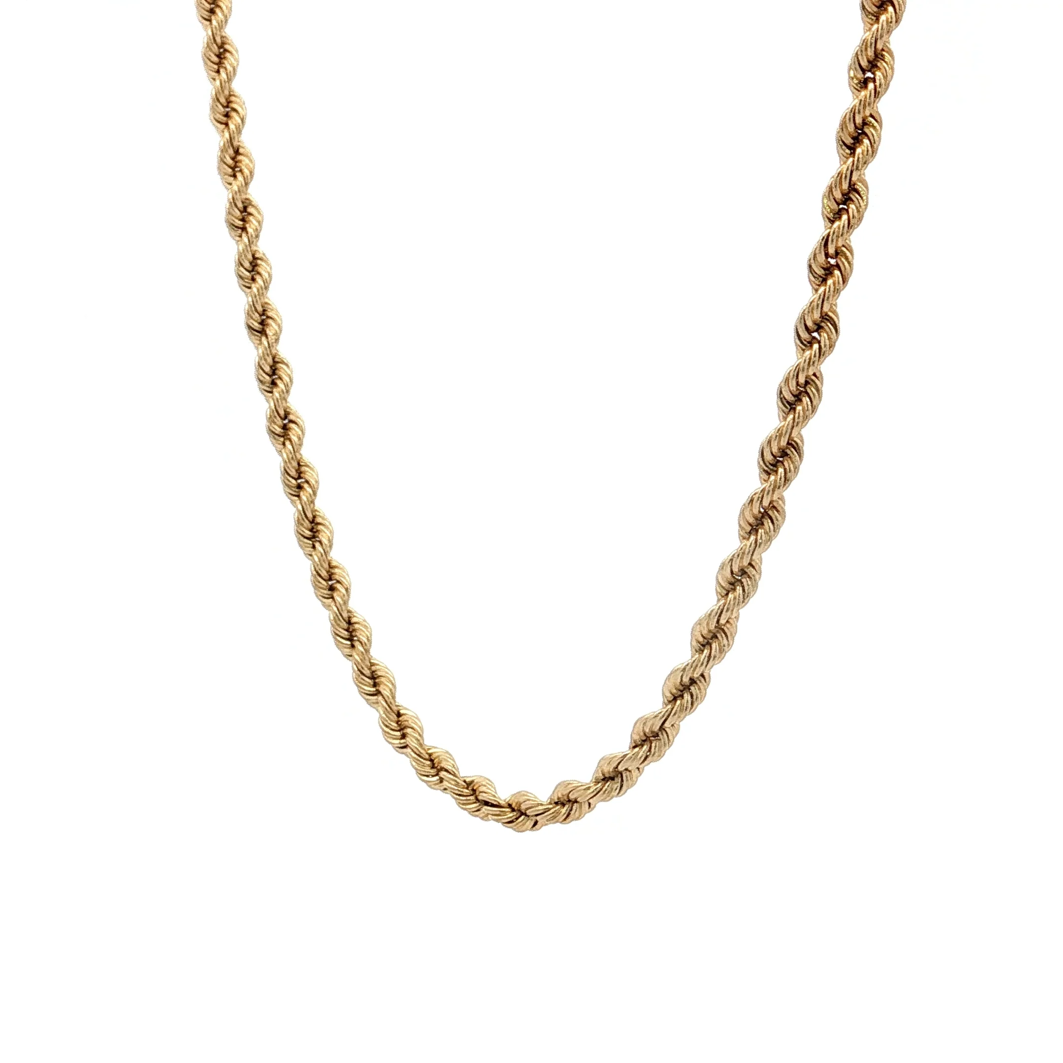 16" Diamond Cut Rope Chain Necklace 14k Yellow Gold - Image 2