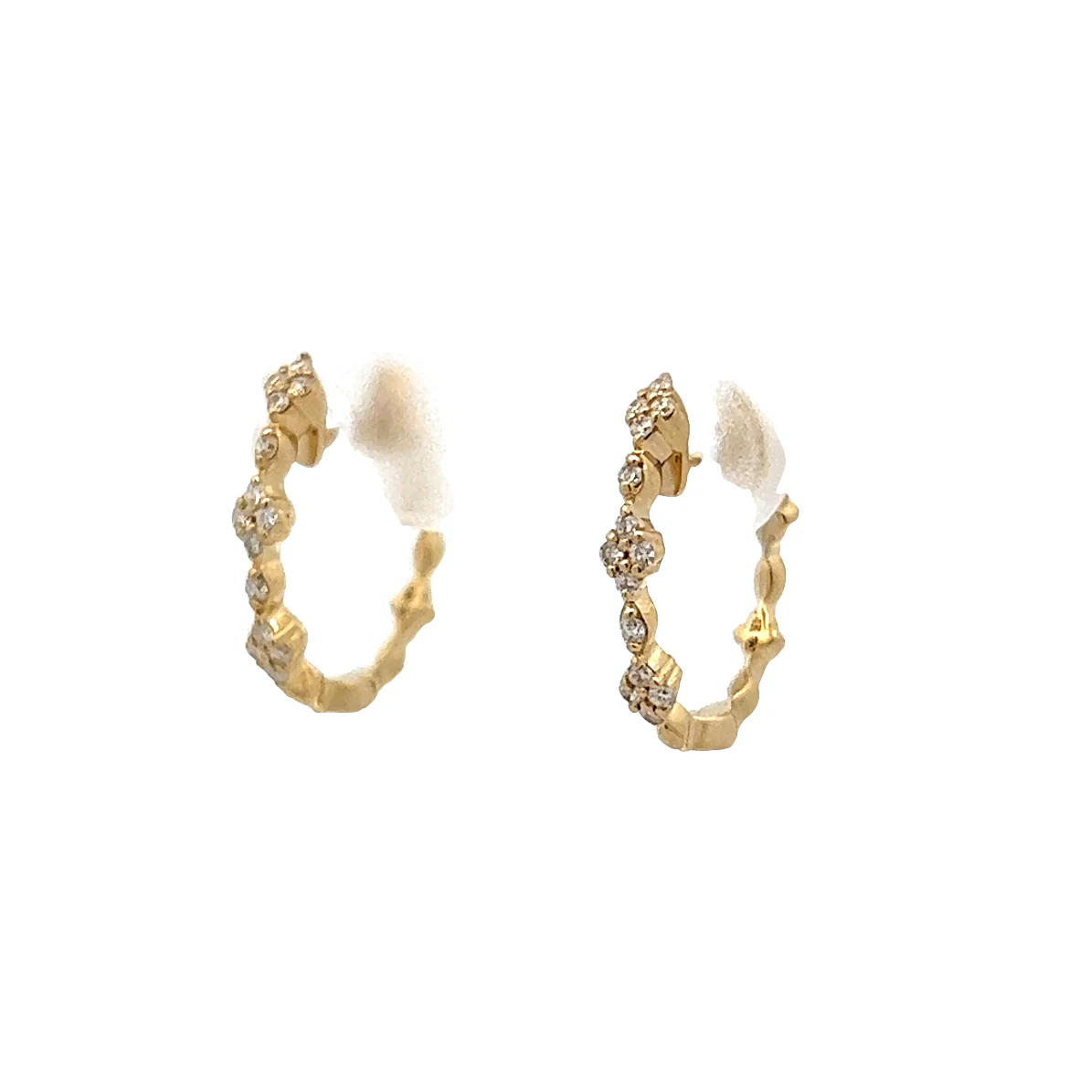 .16 Diamond Cluster Hoop Earrings in 14k Yellow Gold - Image 2