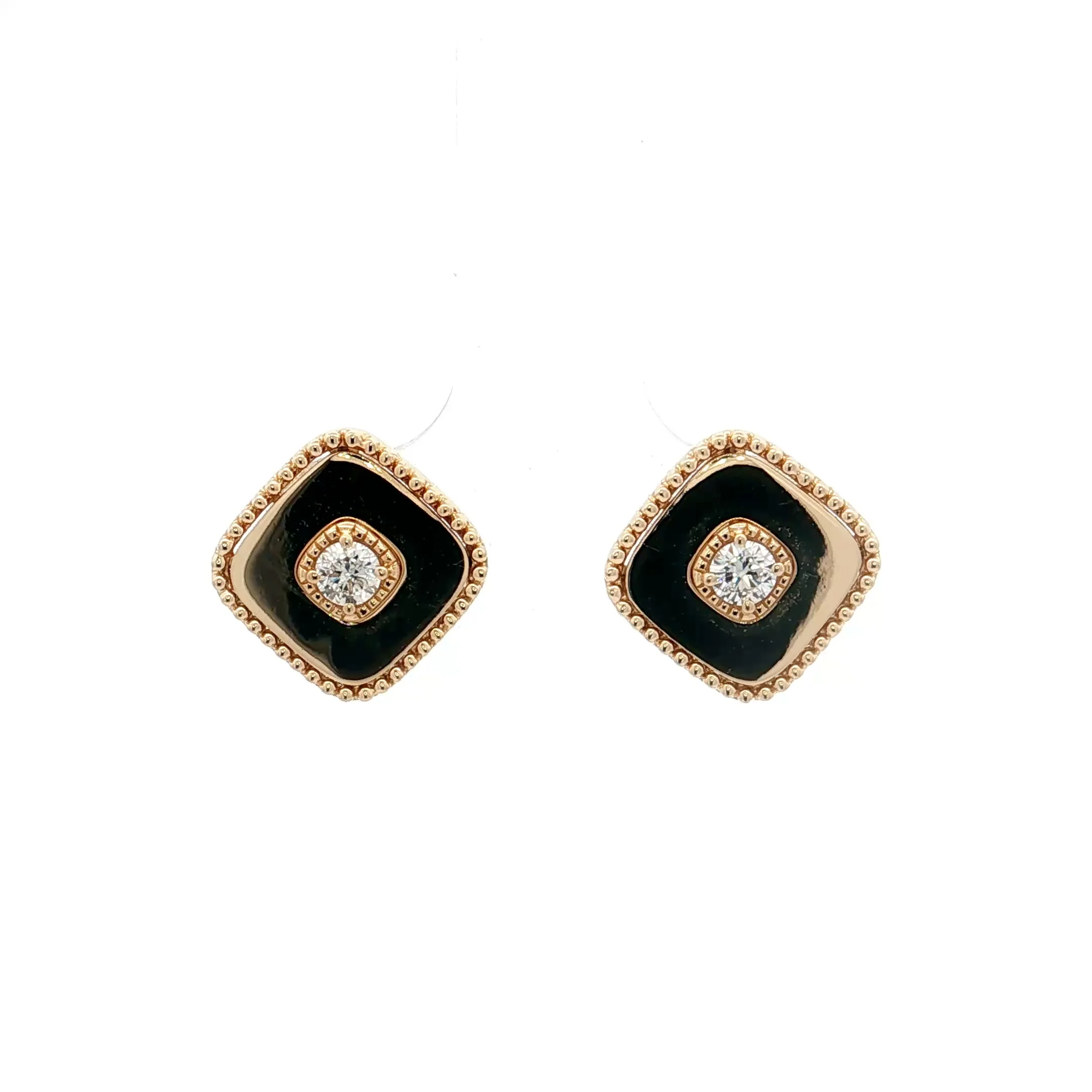 .16 Diamond Square Stud Earrings 14k Yellow Gold