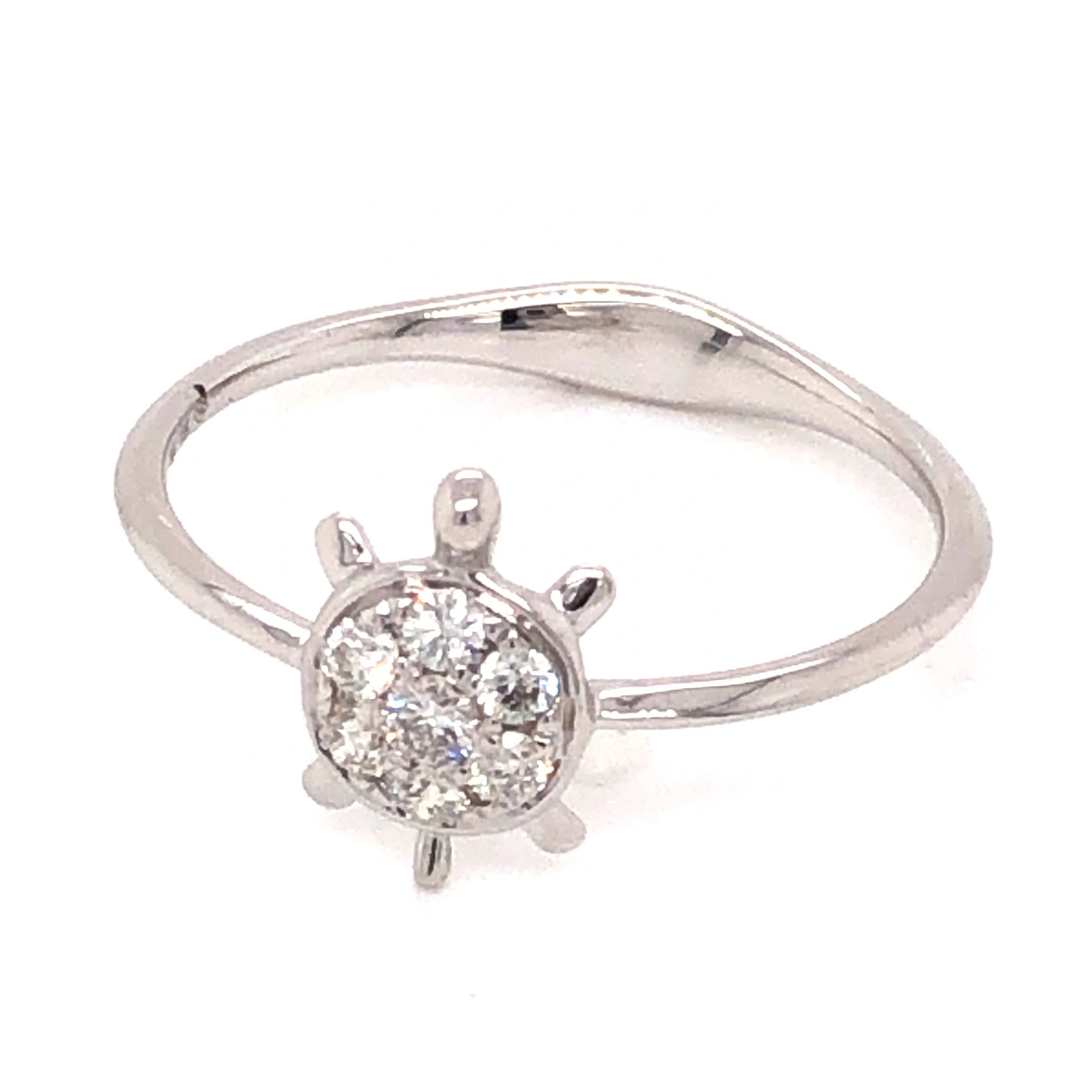 .16 Diamond Turtle Stacking Ring in 18k White Gold - Image 2