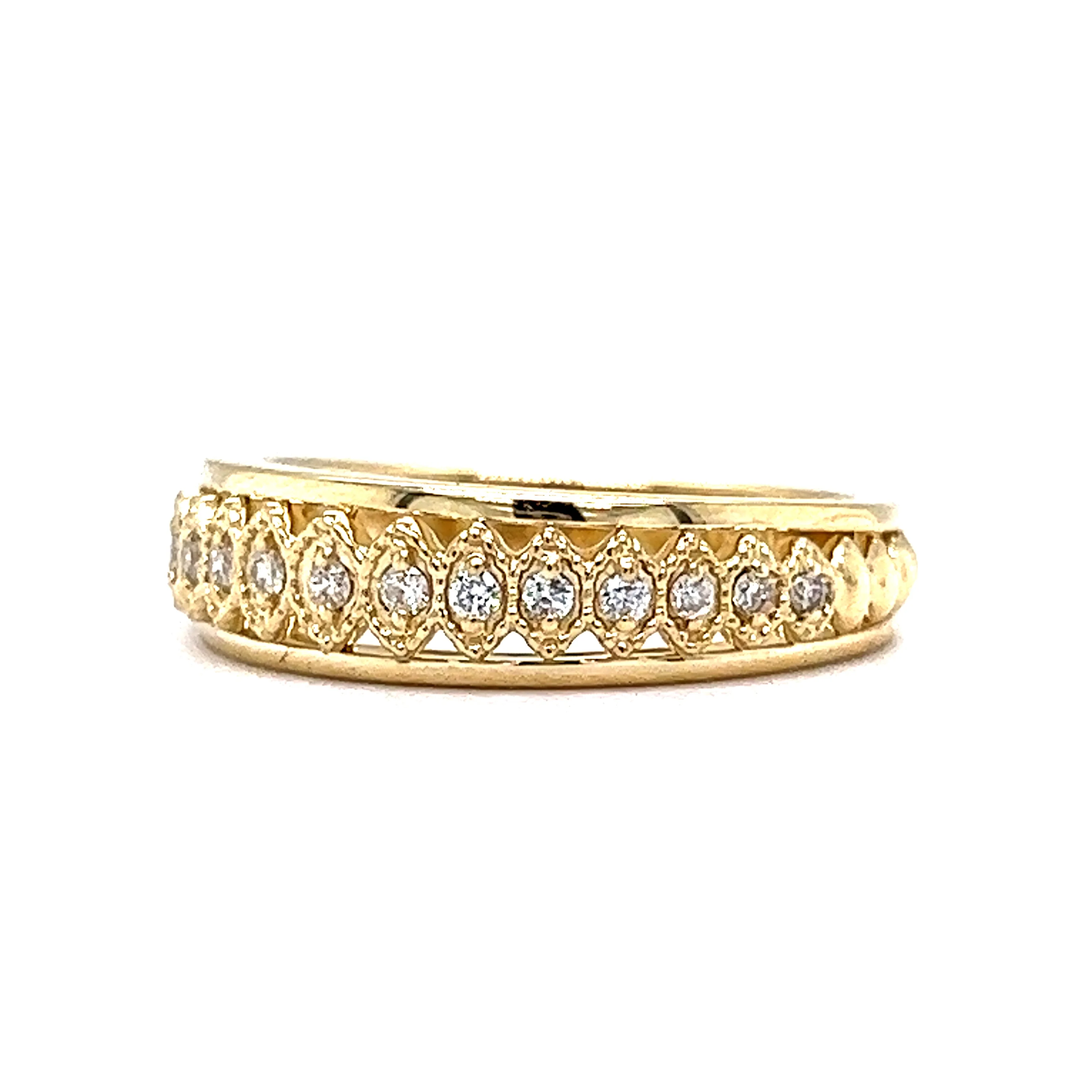 .16 Round Brilliant Diamond Stacking Ring in 14k Yellow Gold - Image 2