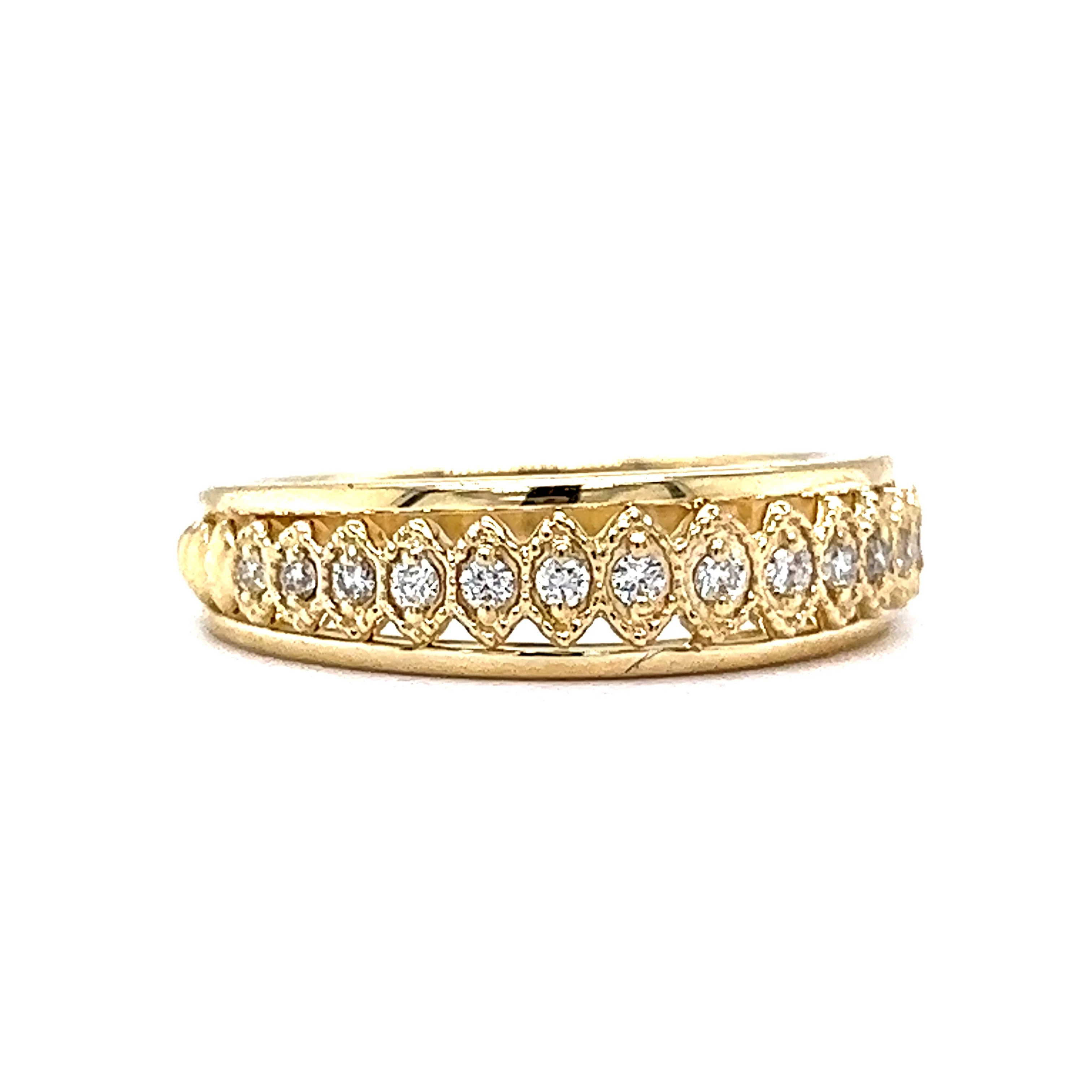 .16 Round Brilliant Diamond Stacking Ring in 14k Yellow Gold - Image 3