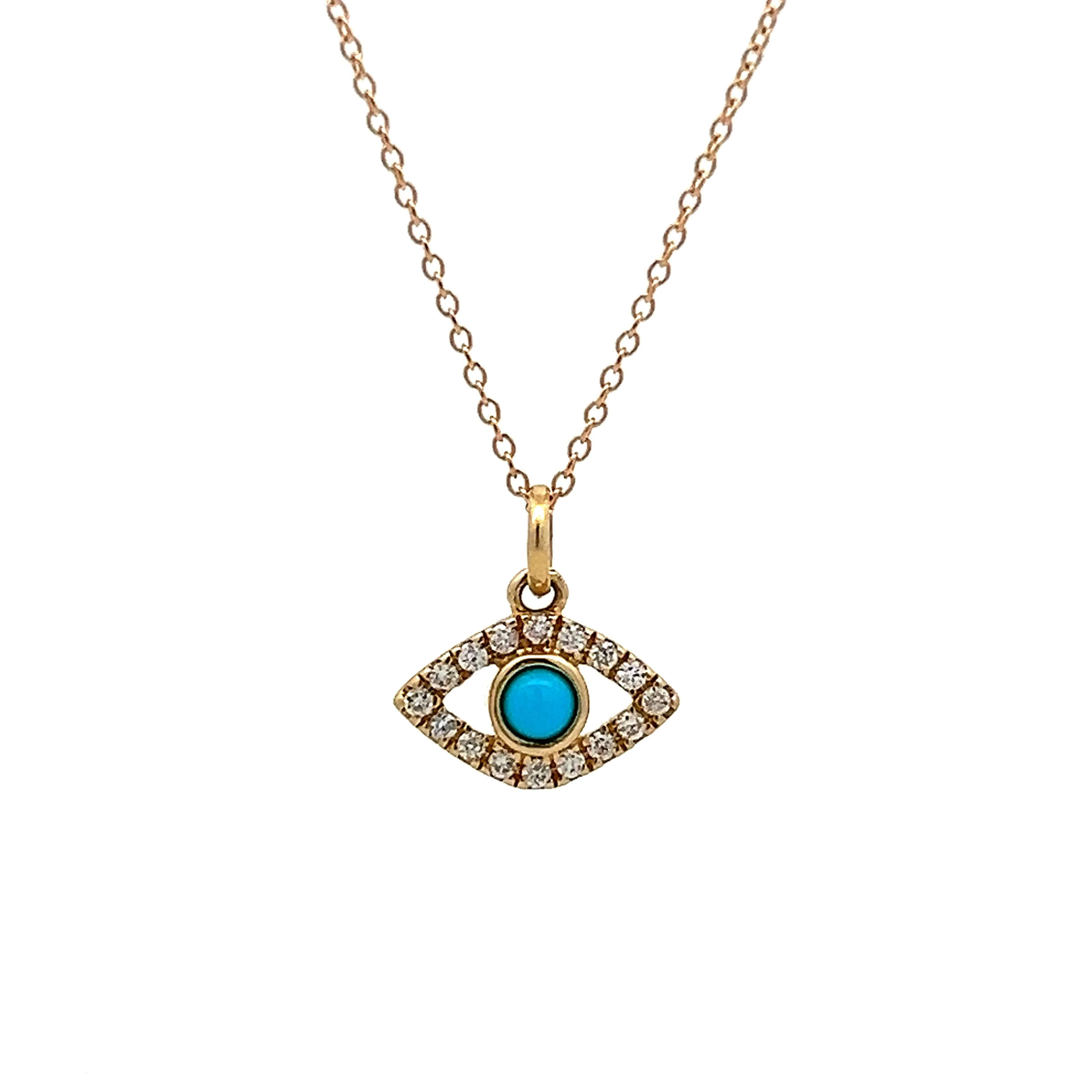 .16 Evil Eye Pendant Necklace in 14 Karat Yellow Gold