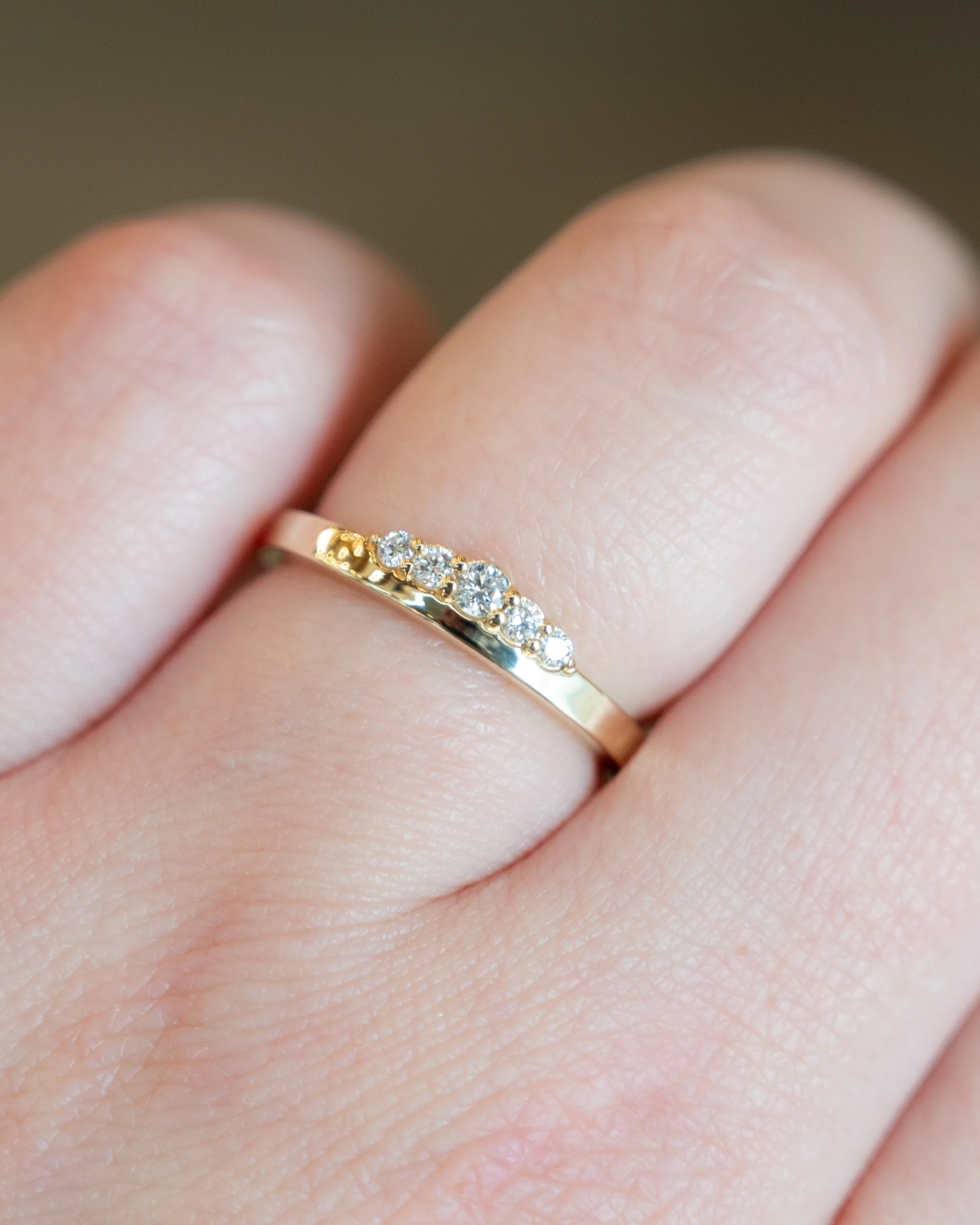 .16 Five Stone Diamond Wedding Band in 14k Yellow Gold - Image 7