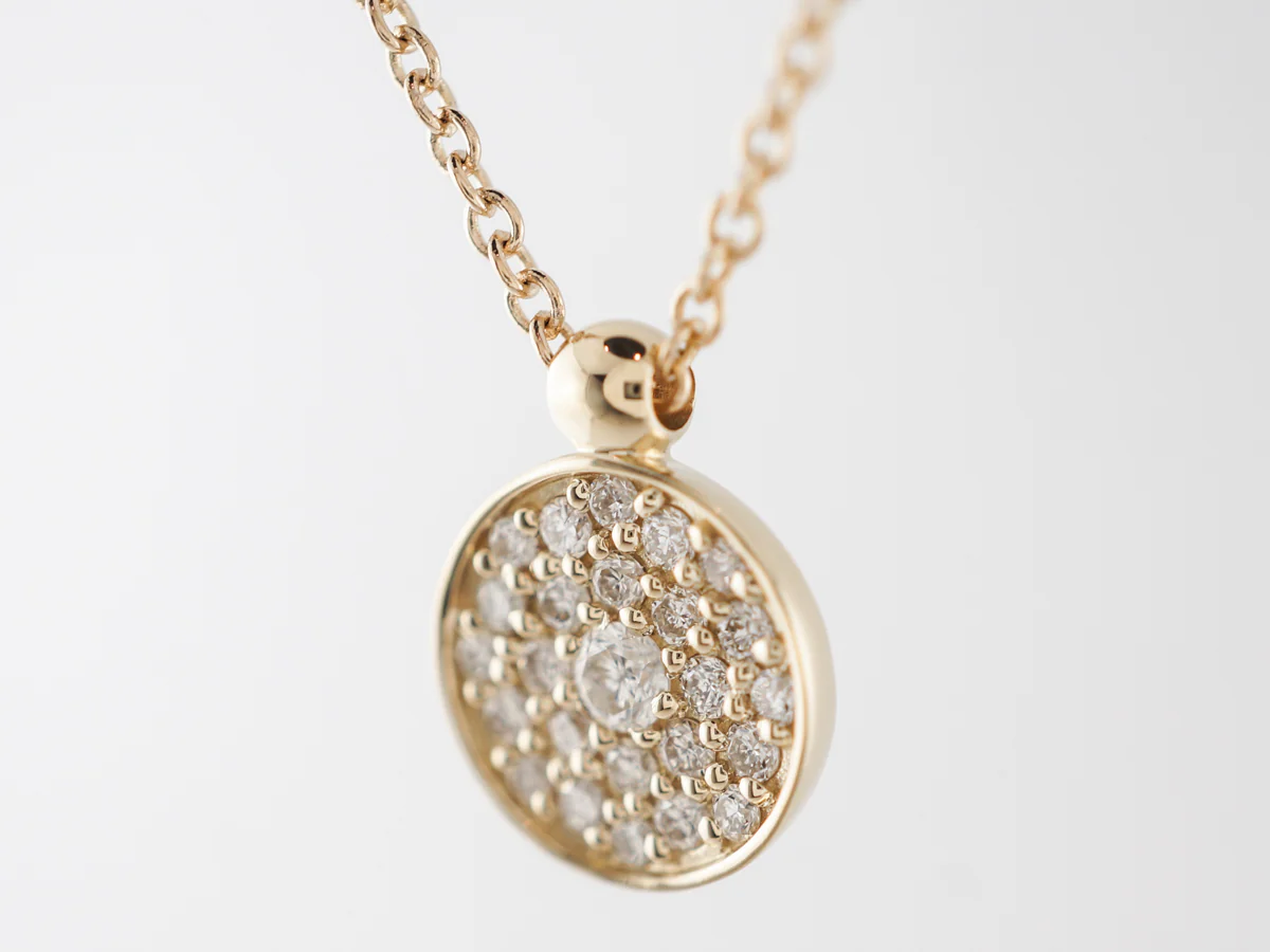 16 Inch Diamond Pave Pendant Necklace in 14k Yellow Gold - Image 3