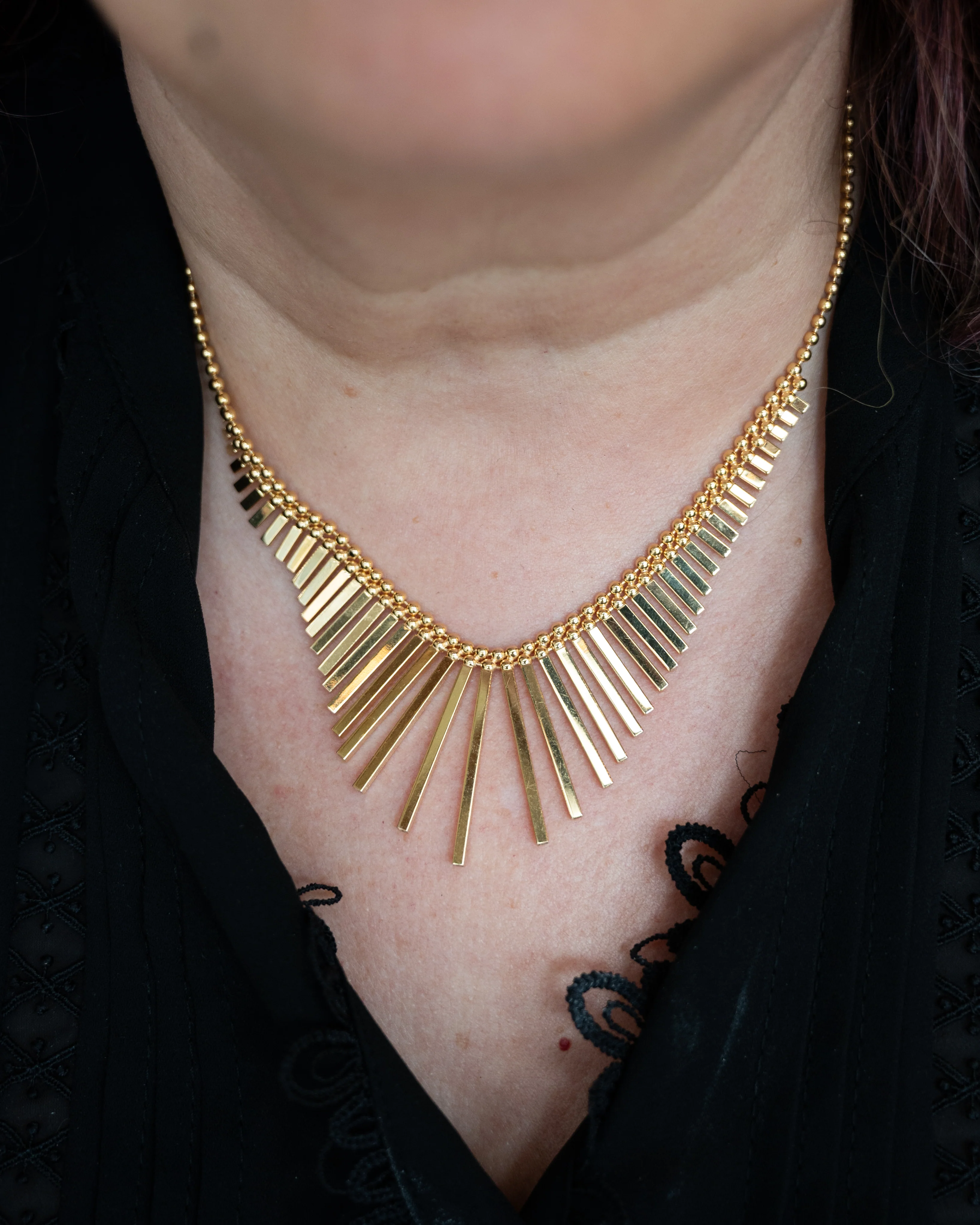 16 Inch Fringe Statement Necklace in 14k Yellow Gold - Image 6