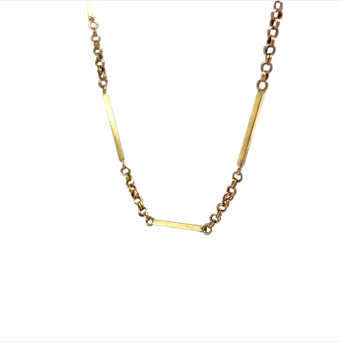16 Inch Mid-Century Bar Chain Necklace in 14k Yellow Gold - Image 2