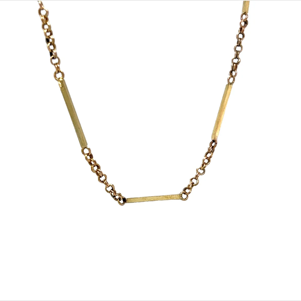 16 Inch Mid-Century Bar Chain Necklace in 14k Yellow Gold - Image 3