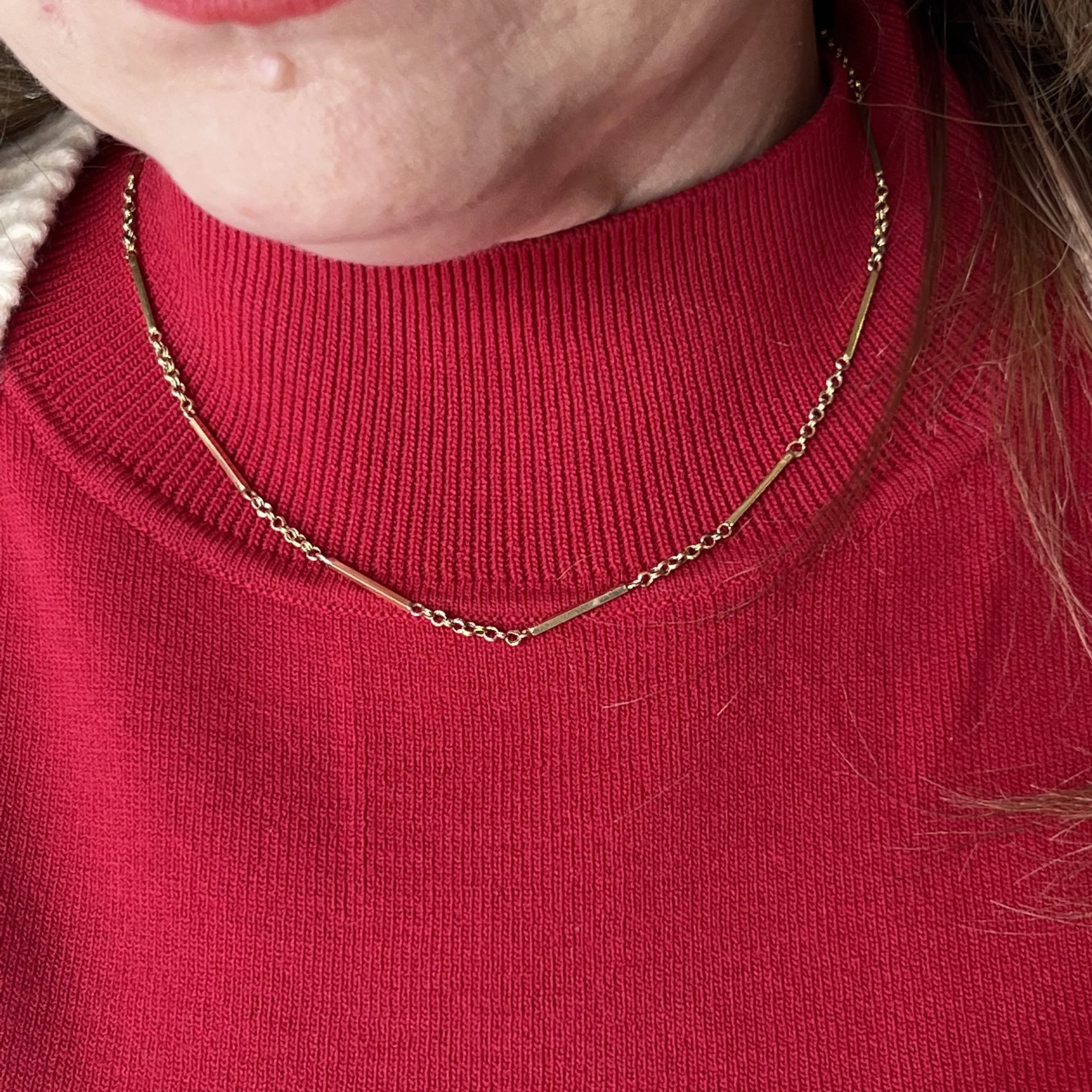 16 Inch Mid-Century Bar Chain Necklace in 14k Yellow Gold - Image 4