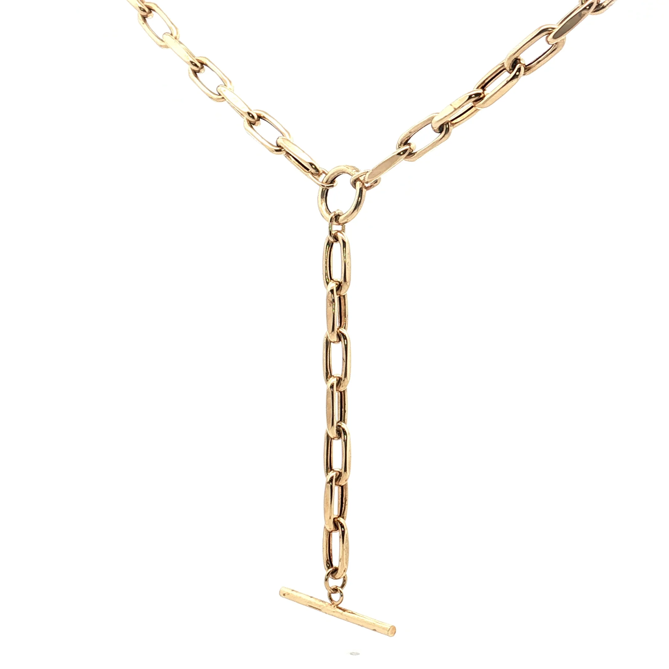 16 Inch Paperclip Lariat Necklace in 14k Yellow Gold - Image 2