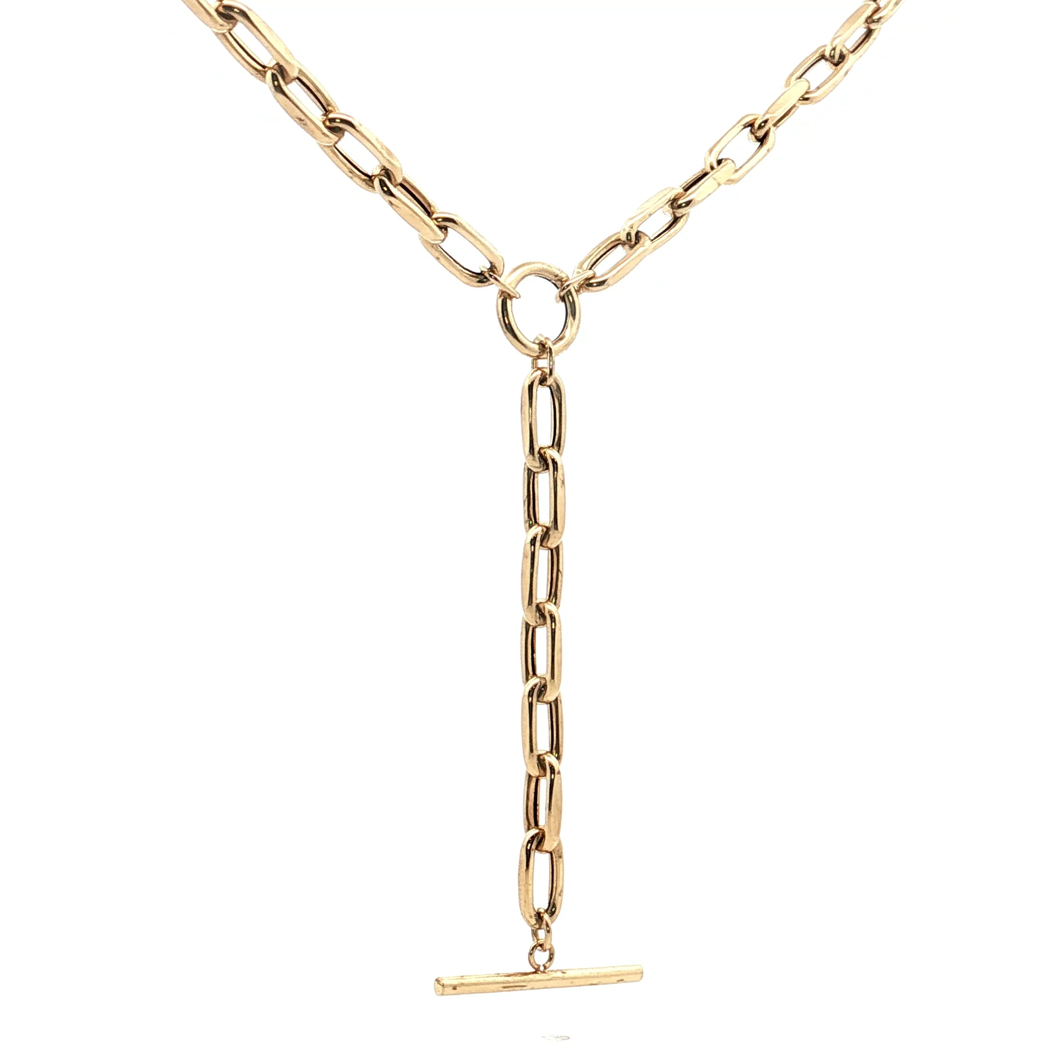 16 Inch Paperclip Lariat Necklace in 14k Yellow Gold - Image 3
